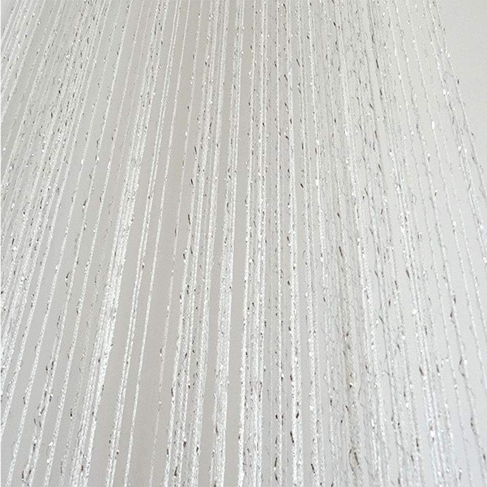 Duosuny 39 x 78 Inch Door String Curtain Rare Flat Silver Ribbon Thread Fringe Window Panel Room Divider Cute Strip Tassel for Wedding Coffee House Restaurant Party Parts (Pack of 2 White)