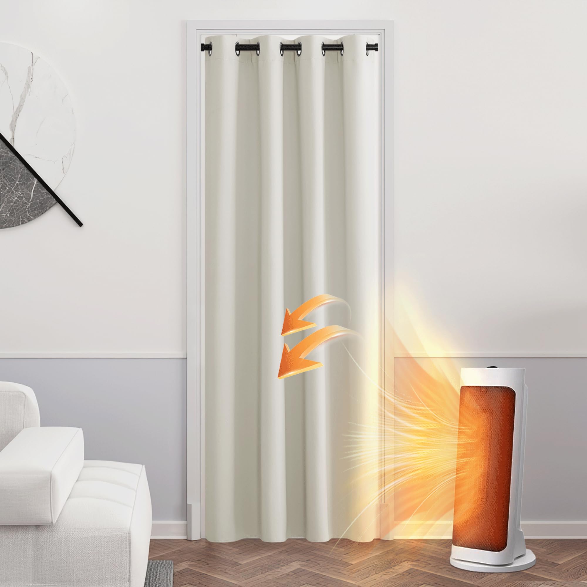 PONY DANCE Tenda per Porta Tende Oscuranti con Anelli - Tenda Termica per Camera da Letto Tende Salotto Tenda Oscurante per Finestra 1 Pezzo L 132 x A 210 cm, Beige Chiaro