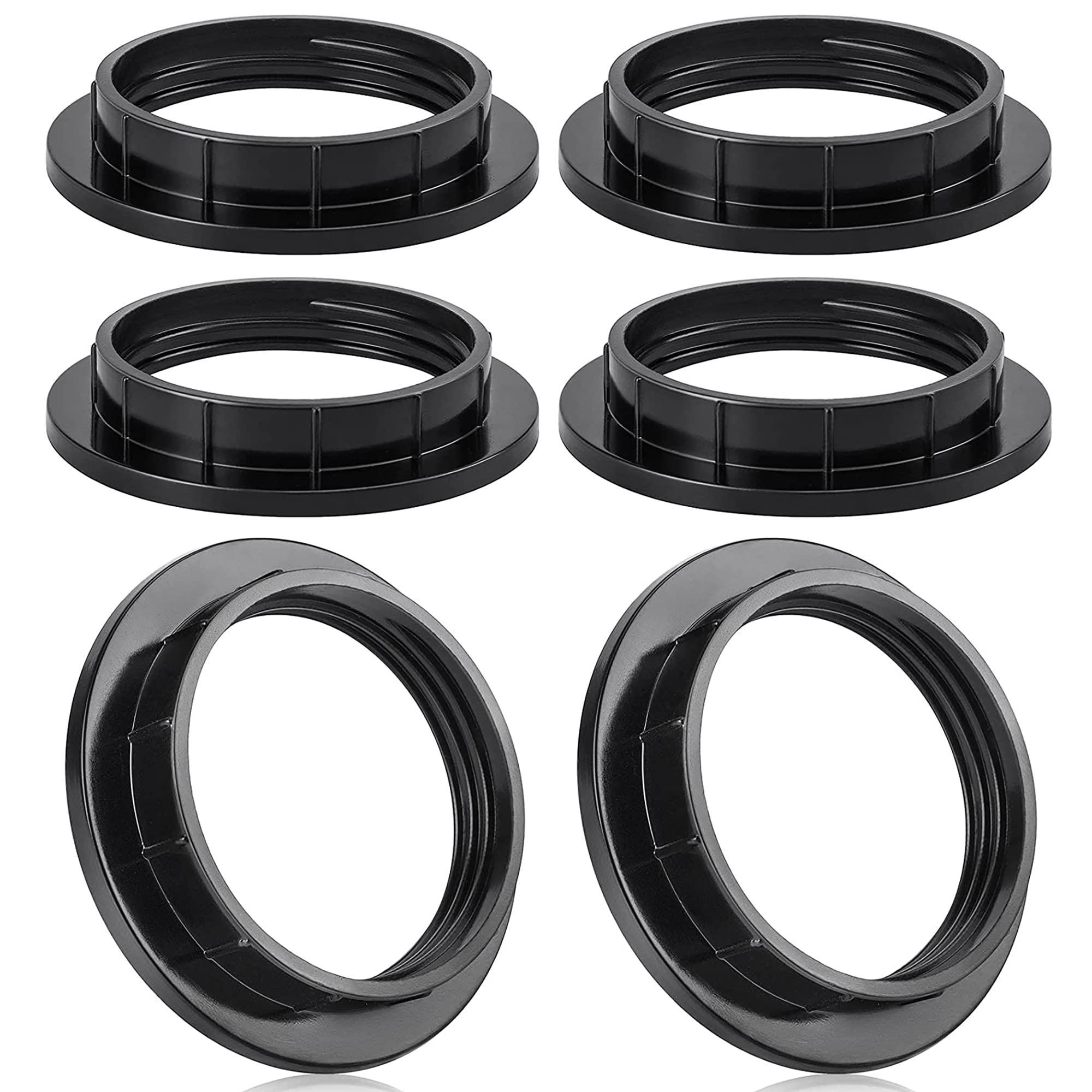 6 Pack Black Lampshade Reducer Rings, E27 Lamp Shade Adaptor Rings for Light Fixture