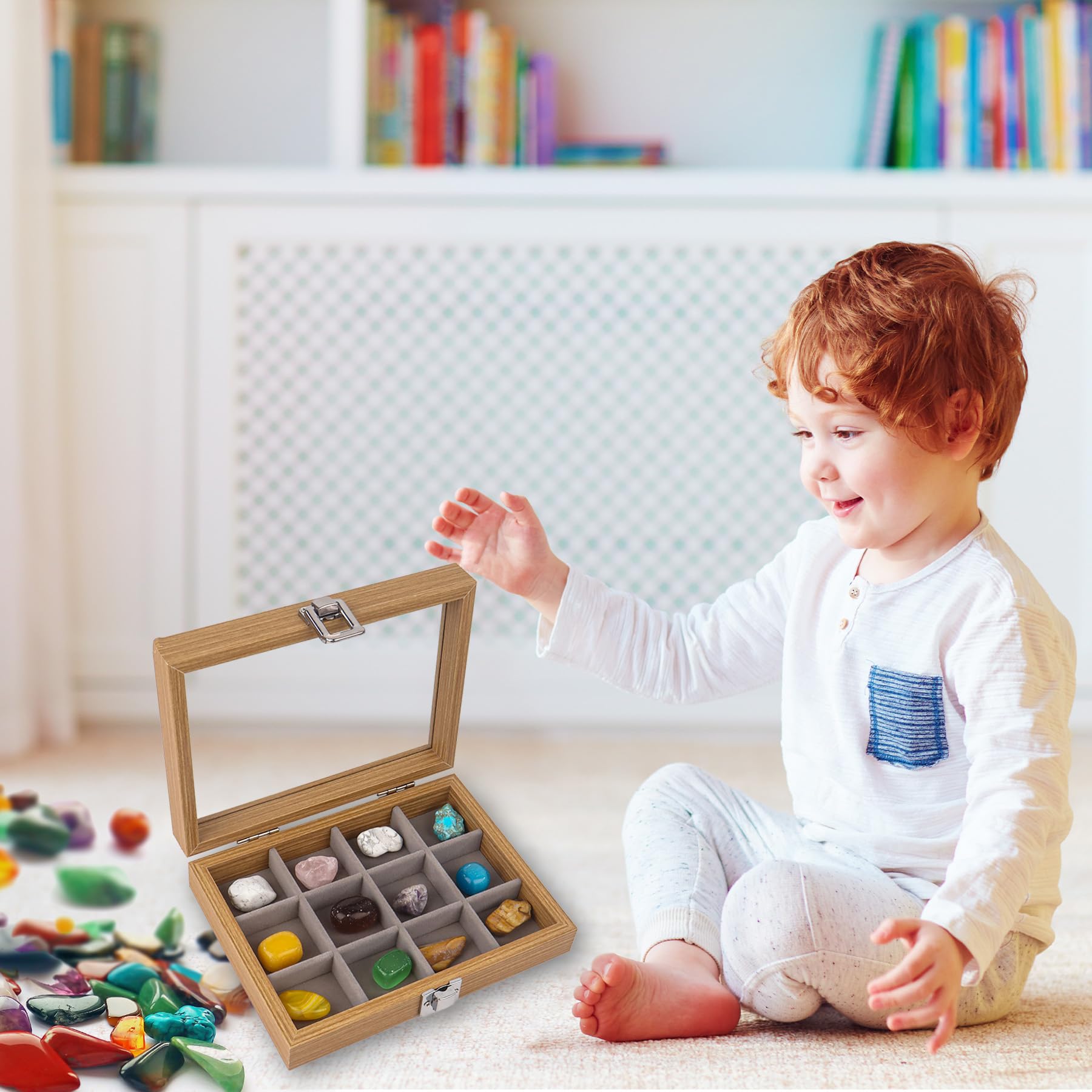 Dmnnlp Vitrine 12 Compartiments - 4 Cm Par Grille - Boîte En