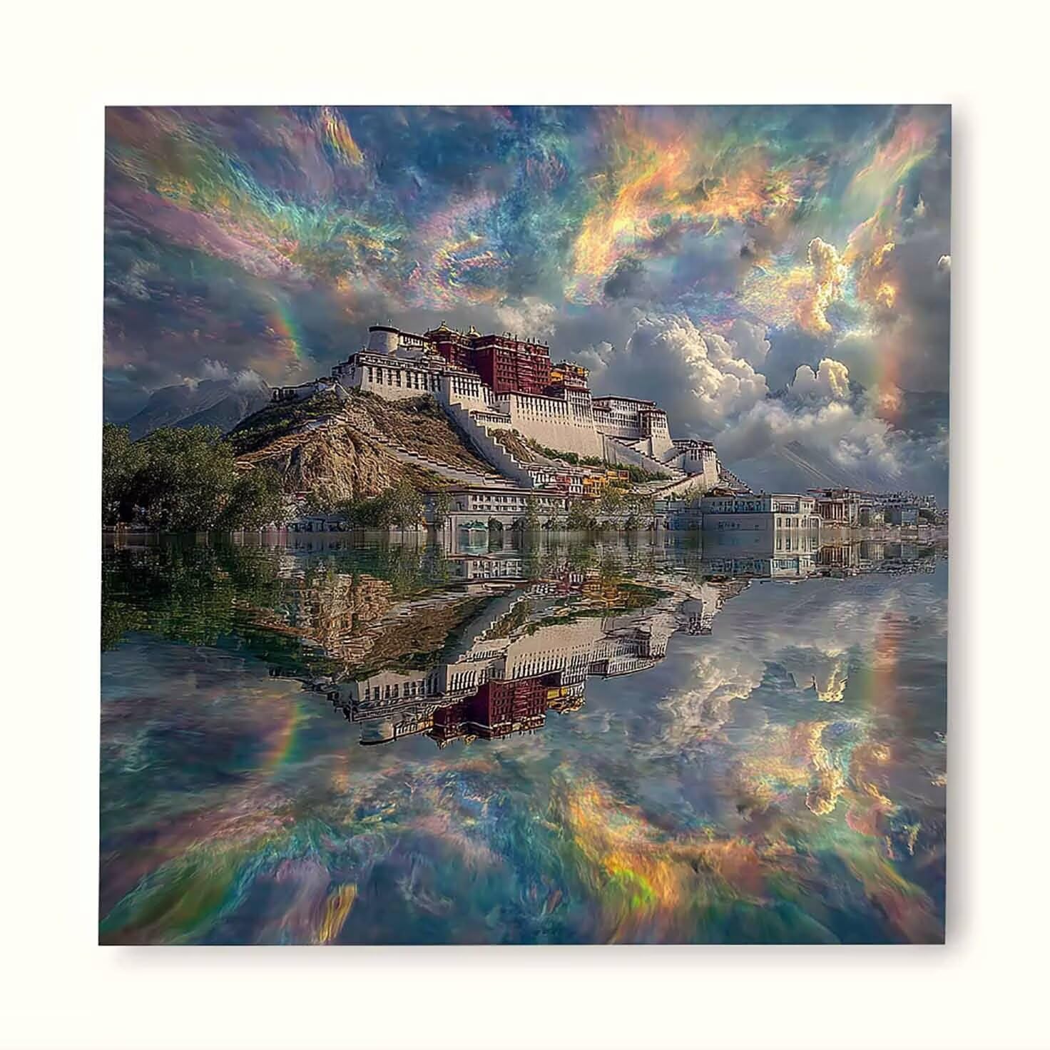 Lhasa Diamentowy obraz Potala, pałac, zestawy artystyczne, dla dorosłych, 5D, kryształowe zestawy artystyczne, dla dorosłych, DIY, kwadratowe, pełne wiercenie, kamienie szlachetne, haft, obrazy