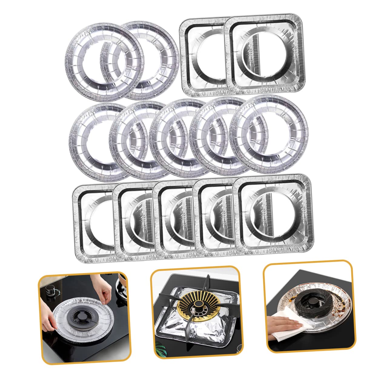 Alipis 3 Set Di Rivestimenti Per Bruciatori A Gas in Alluminio Protezioni Per Bruciatori Da Cucina Resistenti Calore Non Facili Da Usare 20 Pezzi * 3