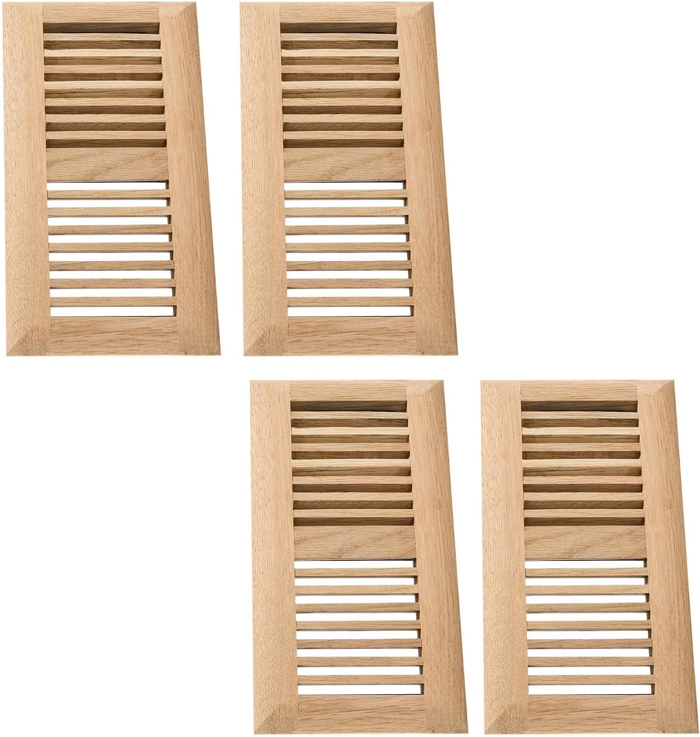 2Pcs Qirui Red Oak Hardwood Drop in Floor Register, 4X10 Inch, High Output Air Flow, with Damper, Unfinished