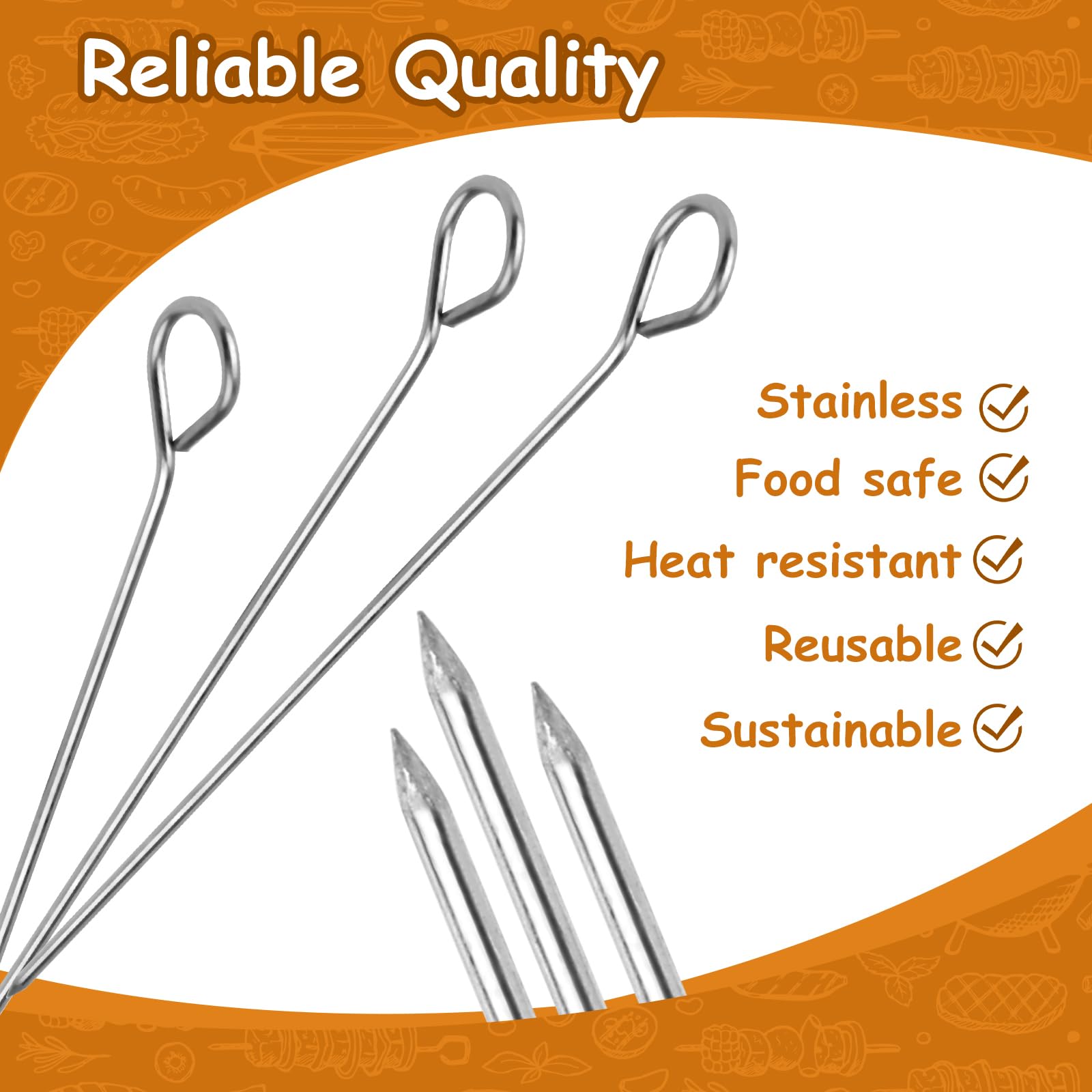Set of 80 roulade needles, 10.5-11 cm, stainless steel, reusable, stable skewers - Image 2