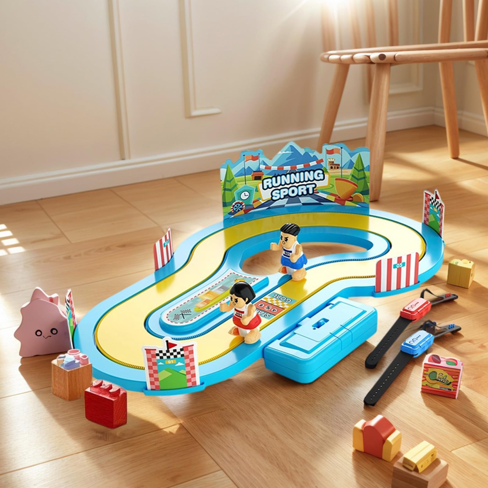 Juego de Carreras con Sensor de Movimiento Inalámbrico, Interactivo de Acción con 2 Pulseras y Modos Multinivel, Actividad Física Familiar para Niños y Padres