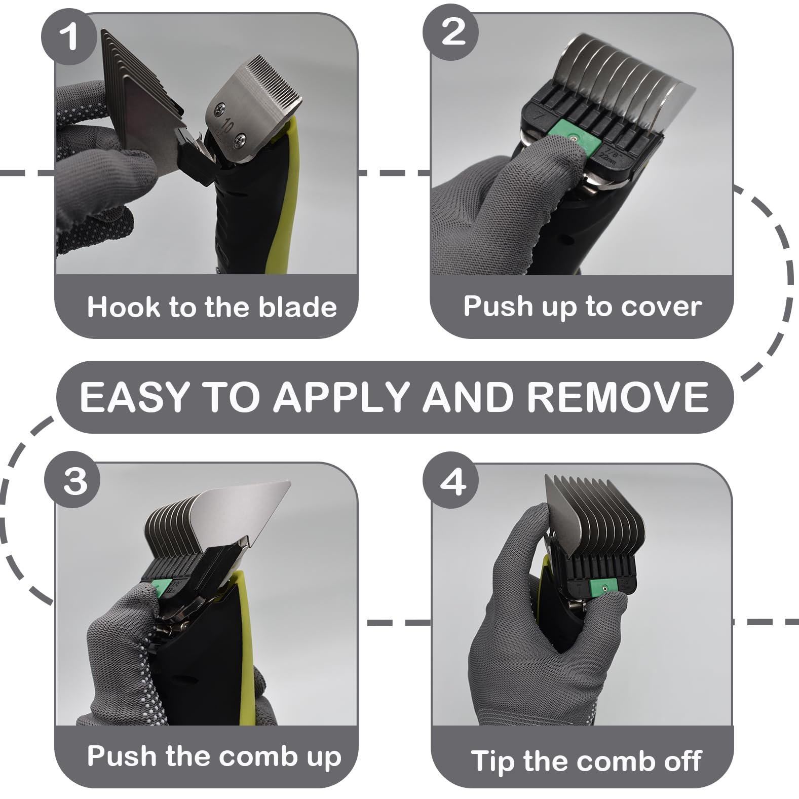 8 Peignes Guides Professionnels en Acier Inoxydable Type A5, 3/6/10/13/16/19/22/25mm, 1/8"-1" Compatibles avec Wahl KM2/5/10, Andis AG/BG, Oster A5/A6 et Tondeuses pour Animaux Type A5