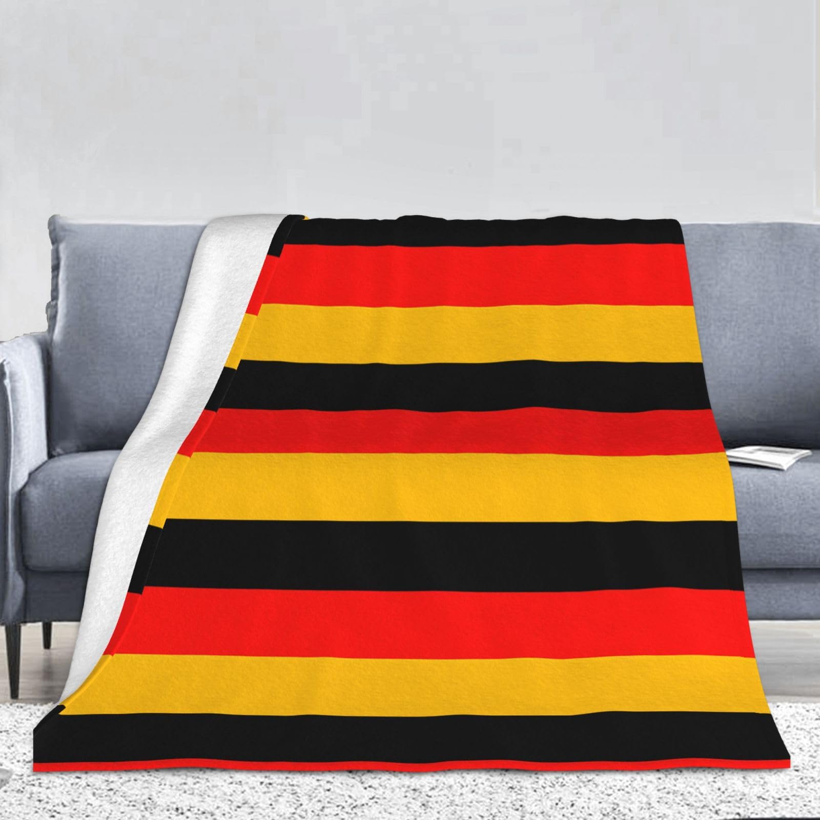 Couverture en flanelle drapeau Allemagne 167x228 plaid lit épais doux chaud facile d'entretien
