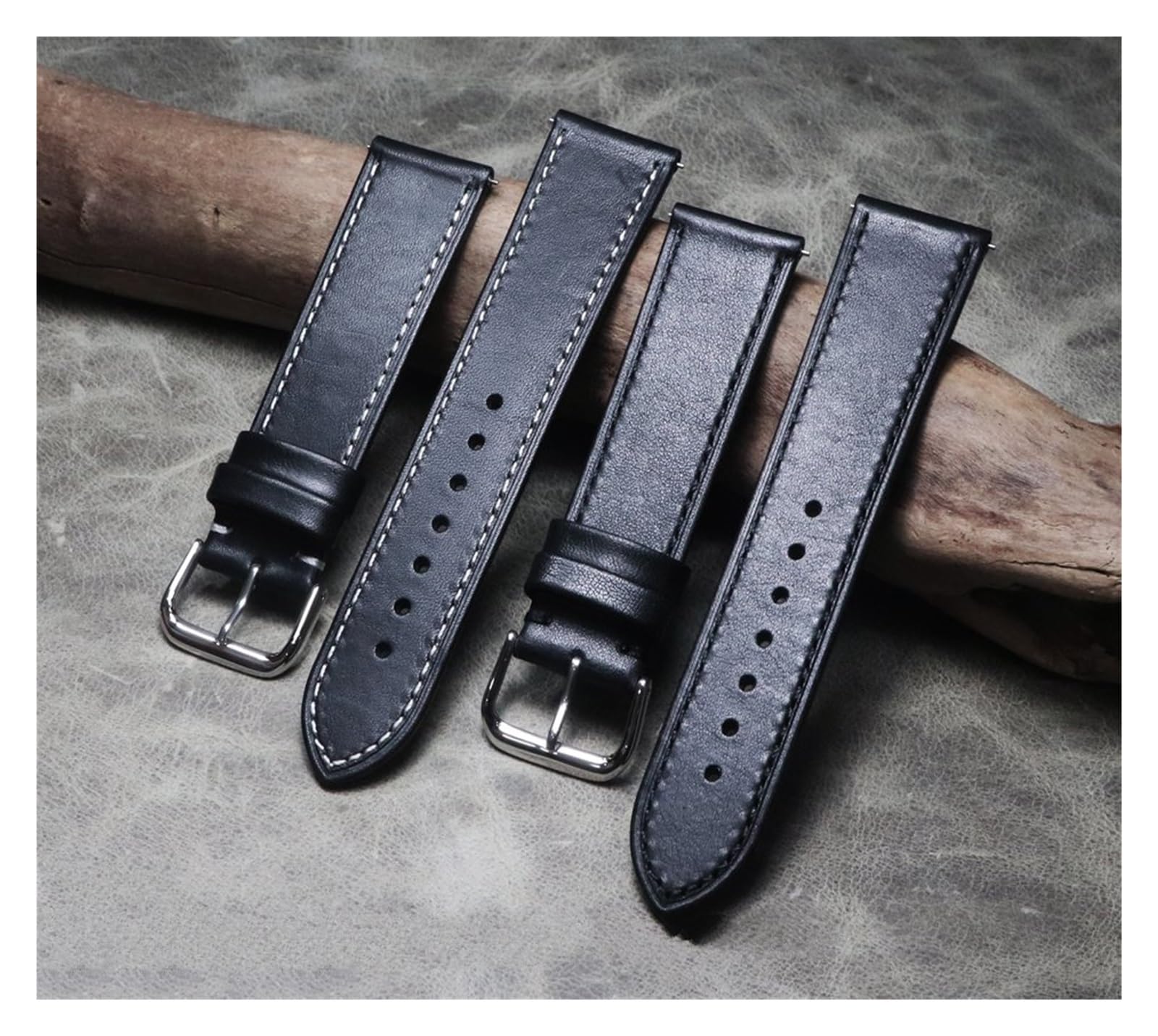 Leder-Uhrenarmbänder, Leder-Ersatz-Uhrenarmband, handgefertigtes Uhrenarmband, echtes Leder, atmungsaktives Armband, 18/19/20 mm, 21 mm, 22 mm, Vintage, schwarzes, lässiges Armband