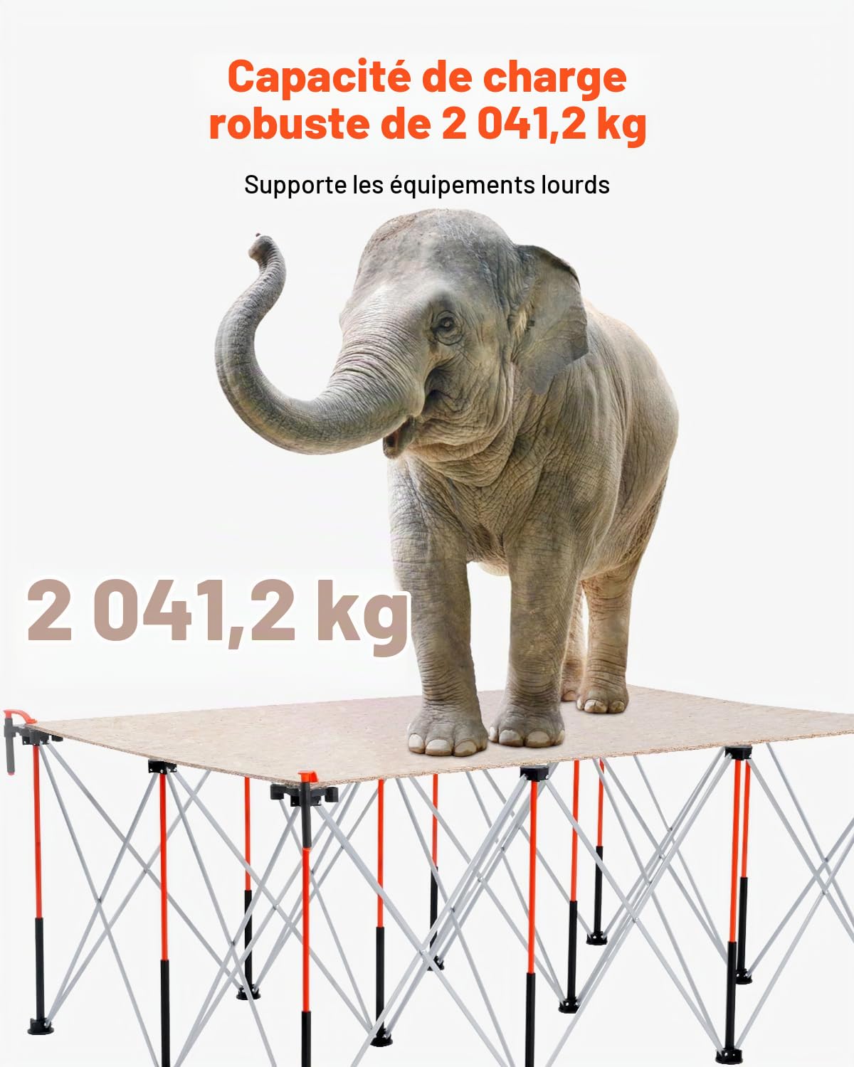 VEVOR Châssis Pliable Établi 186,5x126,1 cm, Support Table de Travail Charge 2041 kg, sans Assemblage, Pied d’Établi Portable avec Sac de Rangement, Plateau de Table Non Inclus, Garage Atelier