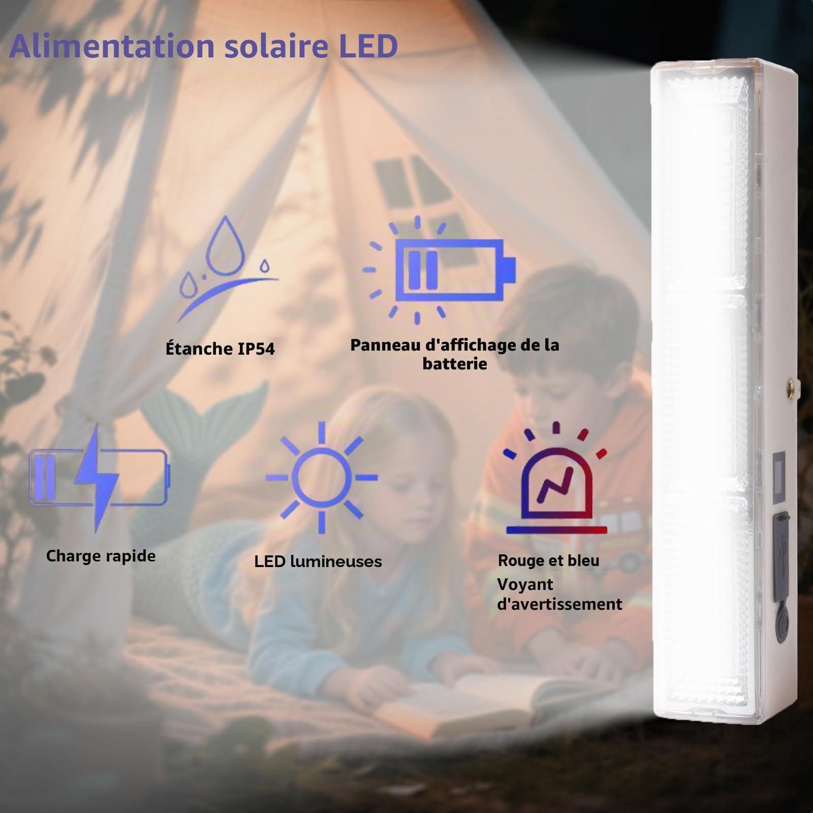 Eleganted Lampe de Camping magnétique Lumière de Tente extérieure 4000mAh USB Rechargeable Accessoires de Camping Portable Baladeuse LED pour Garage Camping, l'éclairage de Travail, Pêche