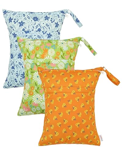 Miniatura 1 de ALVABABY 3 bolsas para pañales de tela húmedos y secos, impermeables, reutilizables, con dos bolsillos con cremallera, para viajes, playa, piscina,