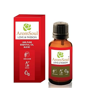 AromSoul Love and Passion Pure and Natural Aromatherapy Essential Oil Blend (15 ml) | Romance, Positivity, Relaxation, Diffuser, Bath & Massage | Rose, Geranium, Jasmine Clary Sage and Vetiver Oil