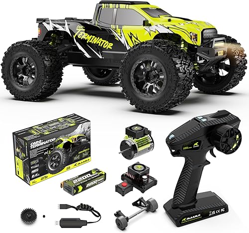 AMORIL 1/10 RTR - Autos RC rápidos sin escobillas para adultos, camión monstruo eléctrico todoterreno de 50 mph, impermeable, de alta velocidad,