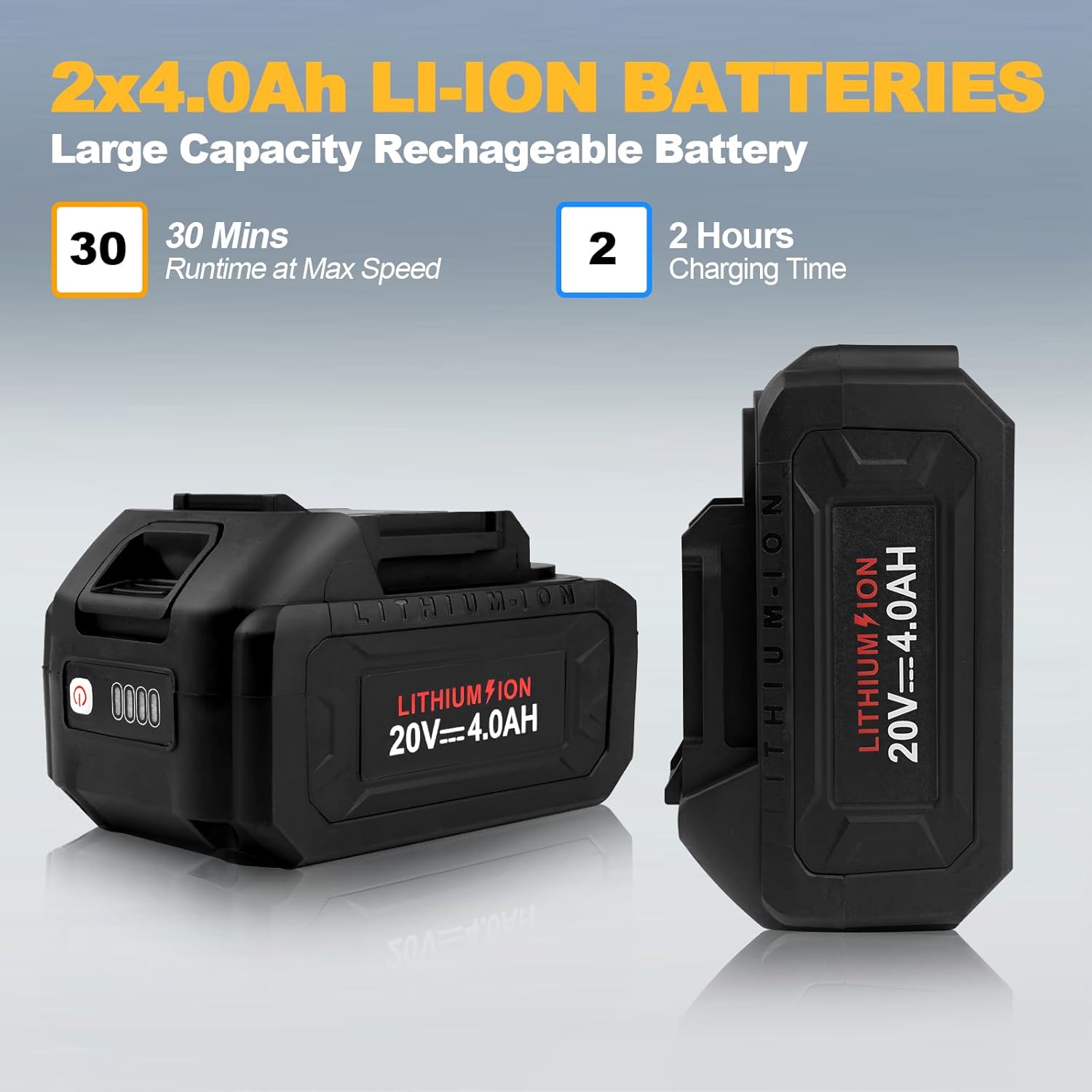 Leaf Blower Cordless, 6 Speed Levels Electric Leaf Blower with 2 x 4.0Ah Batteries and Charger, 580CFM & 160MPH, 4.3 lbs Lightweight, for Lawn Care, Yard, Garage, Blowing Leaves, Dust or Snow