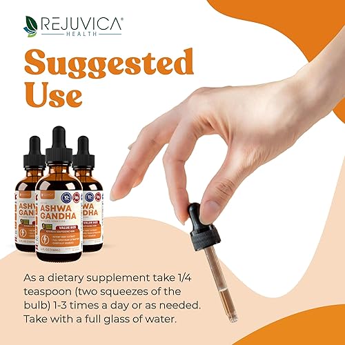 Miniatura 4 de Rejuvica Health Ashwagandha activa 4oz XL Super Size  Suplemento líquido avanzado  Gotas de extracto de Withania Somnifera  Raíces de Ashwagandha