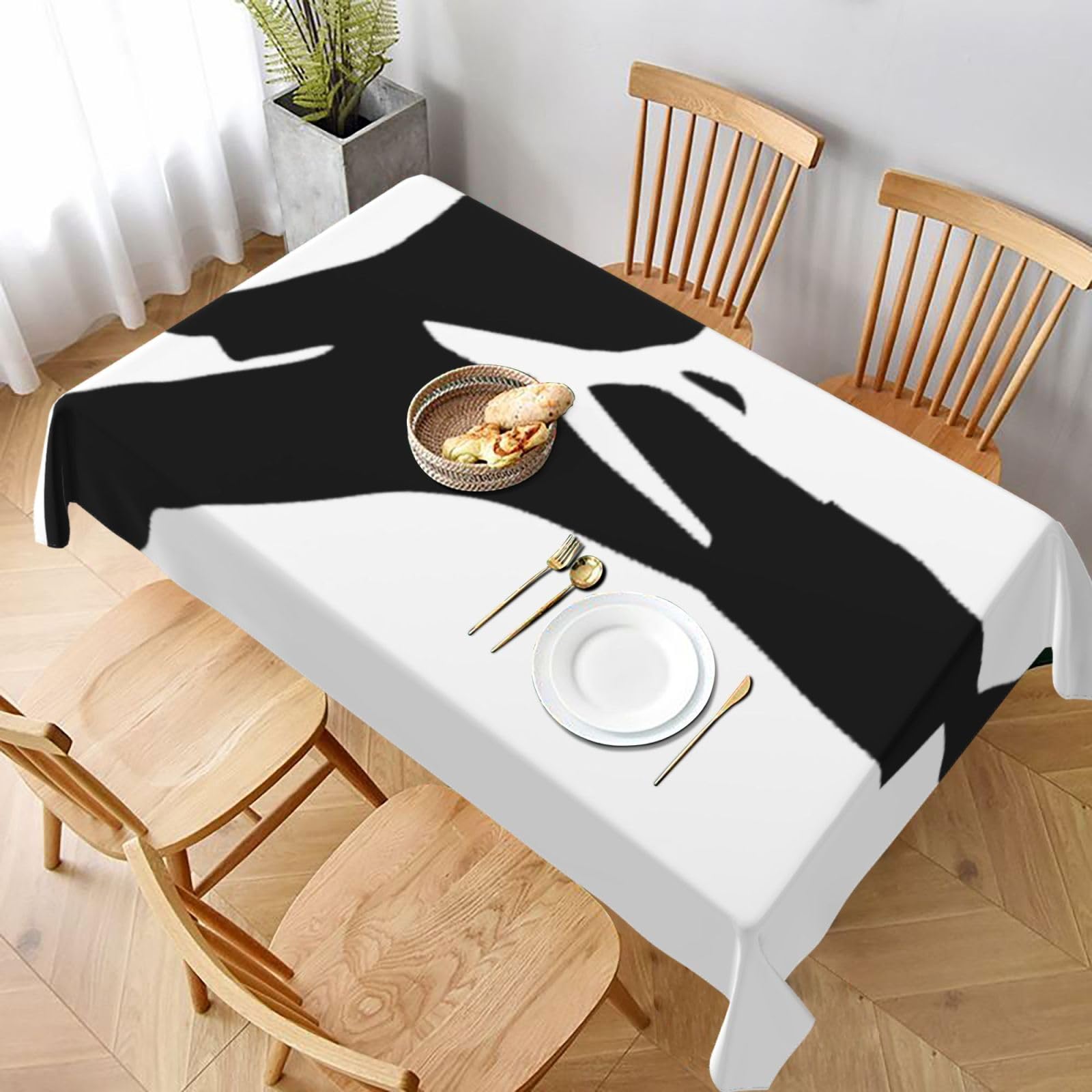 BNVSADC karate-highkick-icon Printed Rectangle Tablecloth 228x152 CM, Water Resistant Polyester Table Cloth Decorative Fabric Table Covers for Kitchen Dining Table Parties Camping