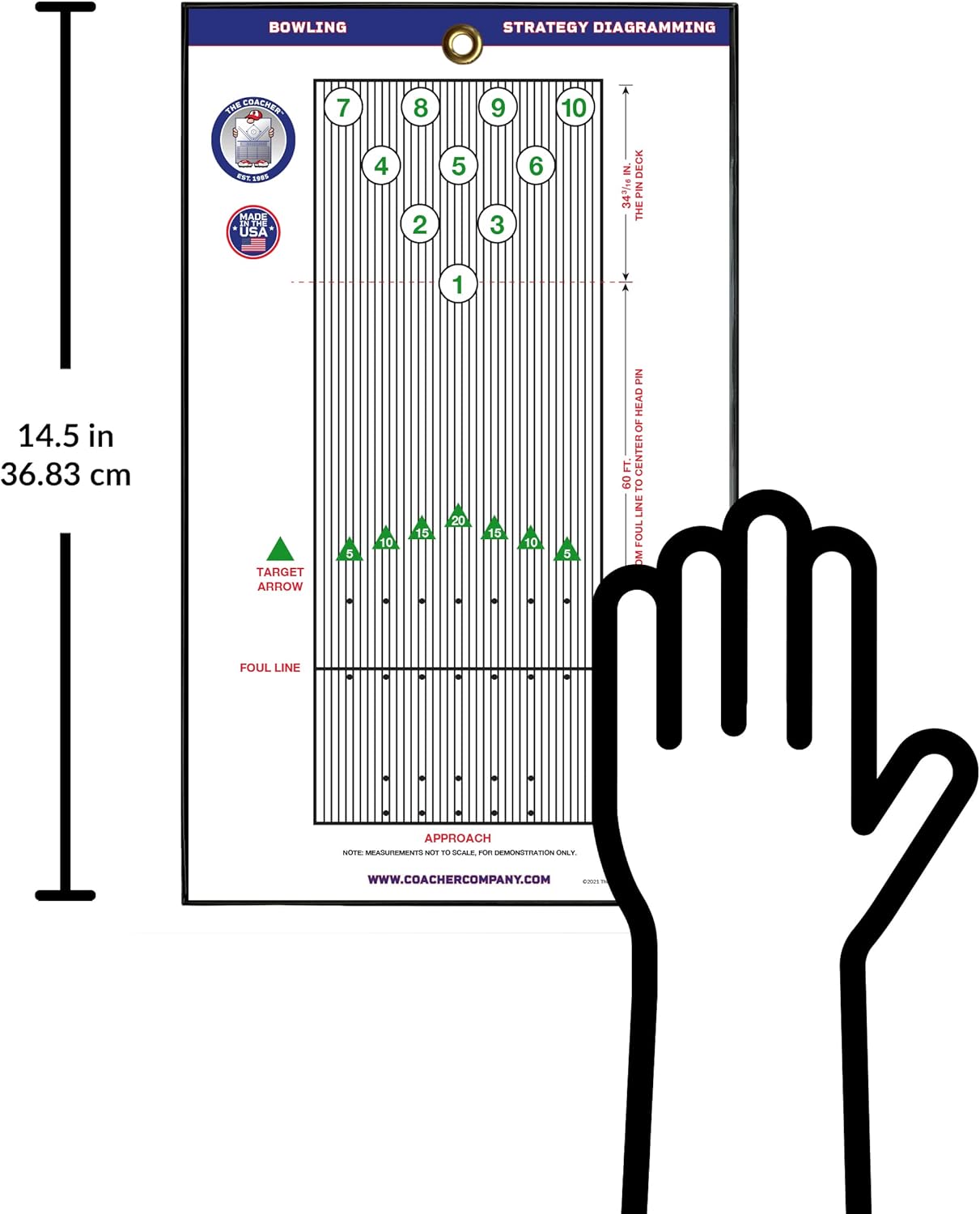 Premium Dry Erase Magnetic Bowling Coaching Coach Board Clipboard - Double-Sided - Made in The USA