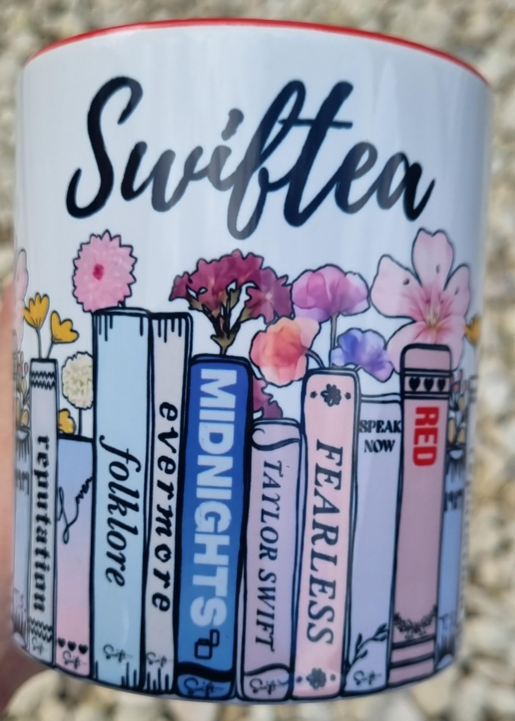 Floral Bookcase Albums Design-11oz Ceramic Coffee Cup (Red)