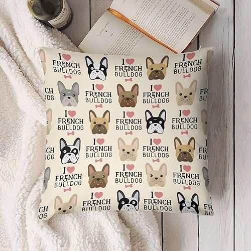 Miniatura 4 de Funda de almohada I Love French Bulldog para decoración del hogar, 18 x 18 pulgadas, fundas de almohada de felpa corta suave para sofá, cama, silla