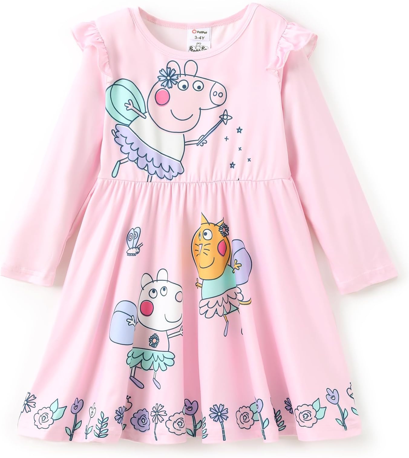 Peppa Pig Toddler Girl Dresses Sleeveless Rainbow Butterfly Print A Line Sundress Dress for Kids