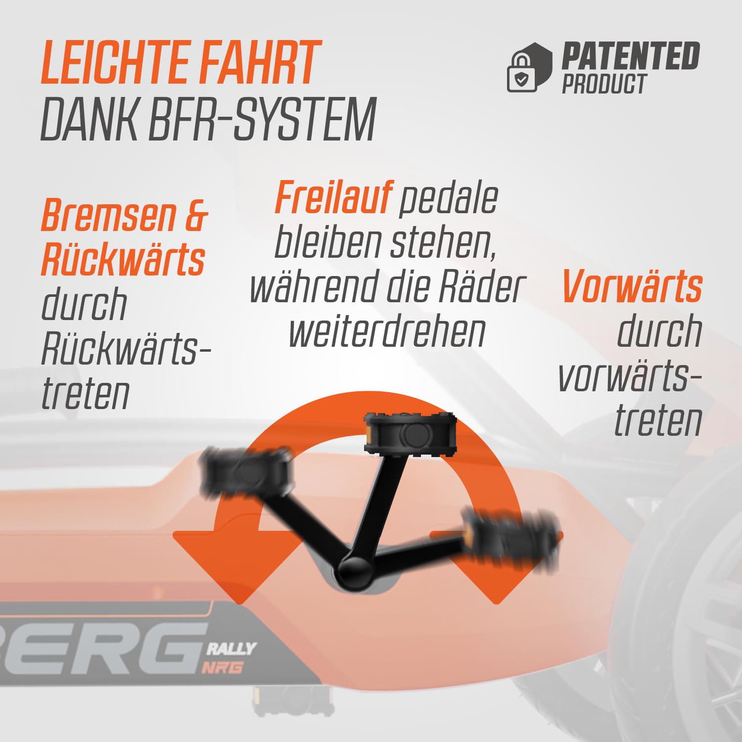 BERG Rally NRG Orange | Gokart für Kinder ab 4 Jahre | Pedal-Gokart | Tretfahrzeug mit verstellbarem Sitz | Robustes Kinderfahrzeug für draußen