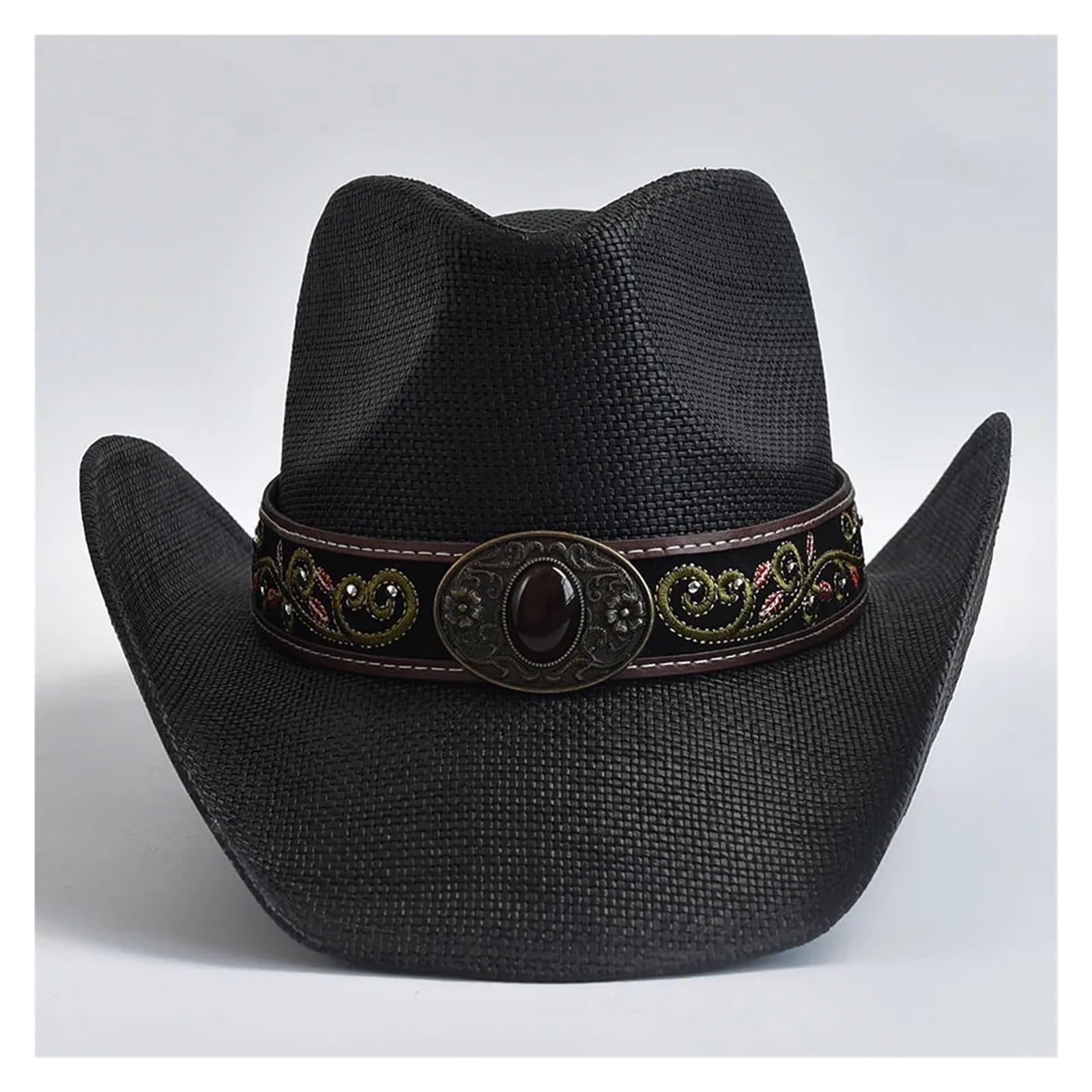 Cappello Cowboy Cappello da Cowboy Vintage con Bordo Arricciato, Stile Western, in Paglia, for Uomo e Donna, Estivo