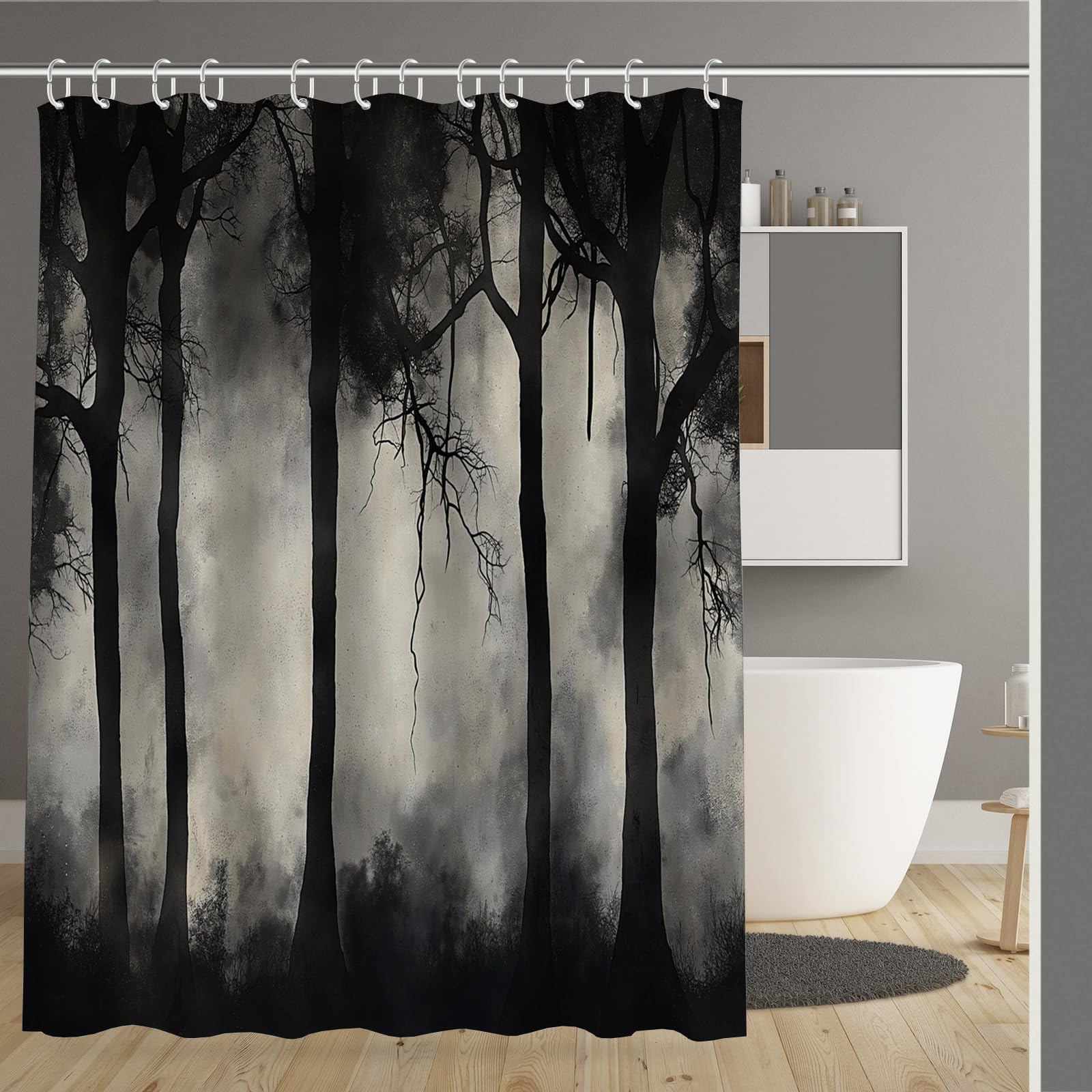 Rideau de douche 180x200 avec ourlet lesté anti-adhérence en tissu