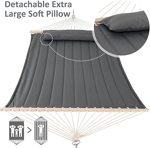 Miniatura 3 de SUNCREAT - Hamaca resistente para colgar en árboles, capacidad de 475 lb, hamaca para dos personas con almohada grande y suave, ganchos para