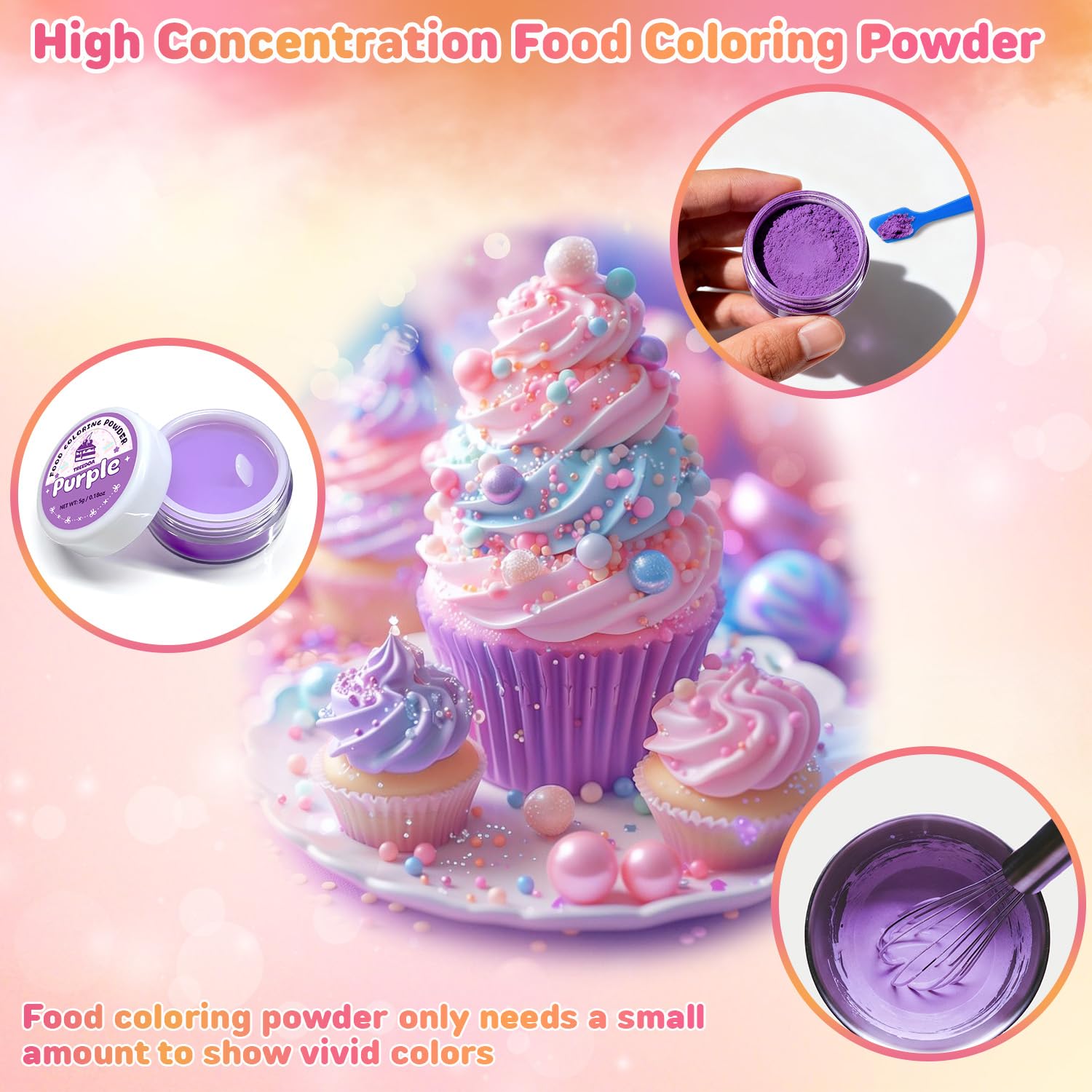 Colorante Alimentario en Polvo 6 Colores Vibrantes Repostería Alta Concentración 5g