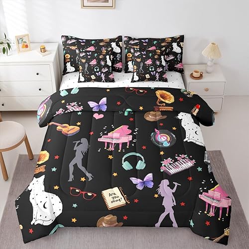 Erosebridal 7Pcs Kids Stars Print Bedding Sets for Boys Girls Full Size Music Bu