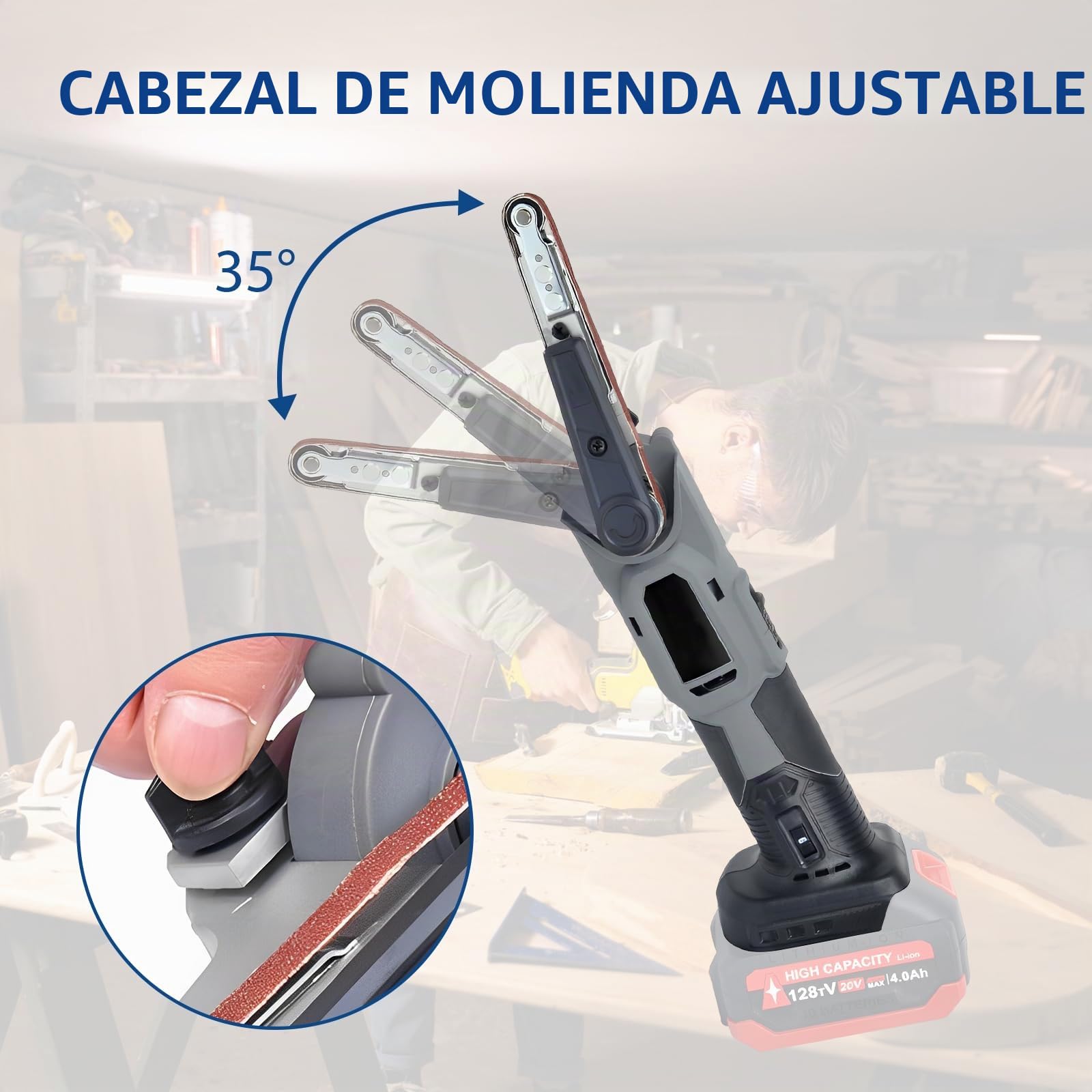Lijadora De Banda Compatible Con Makita 18V, Lima Eléctrica De Dedo Inalámbrica 35°