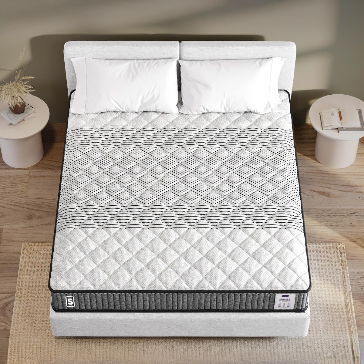 Springwel Essential Reversible 4 Inch Mattress | 15 Yrs Warranty | HR Foam | Medium Firm Quilted Mattress with Breathable & Anti Microbial Bamboo Charcoal Fabric Cover | Double Size (75X48X4) Inches-image-47