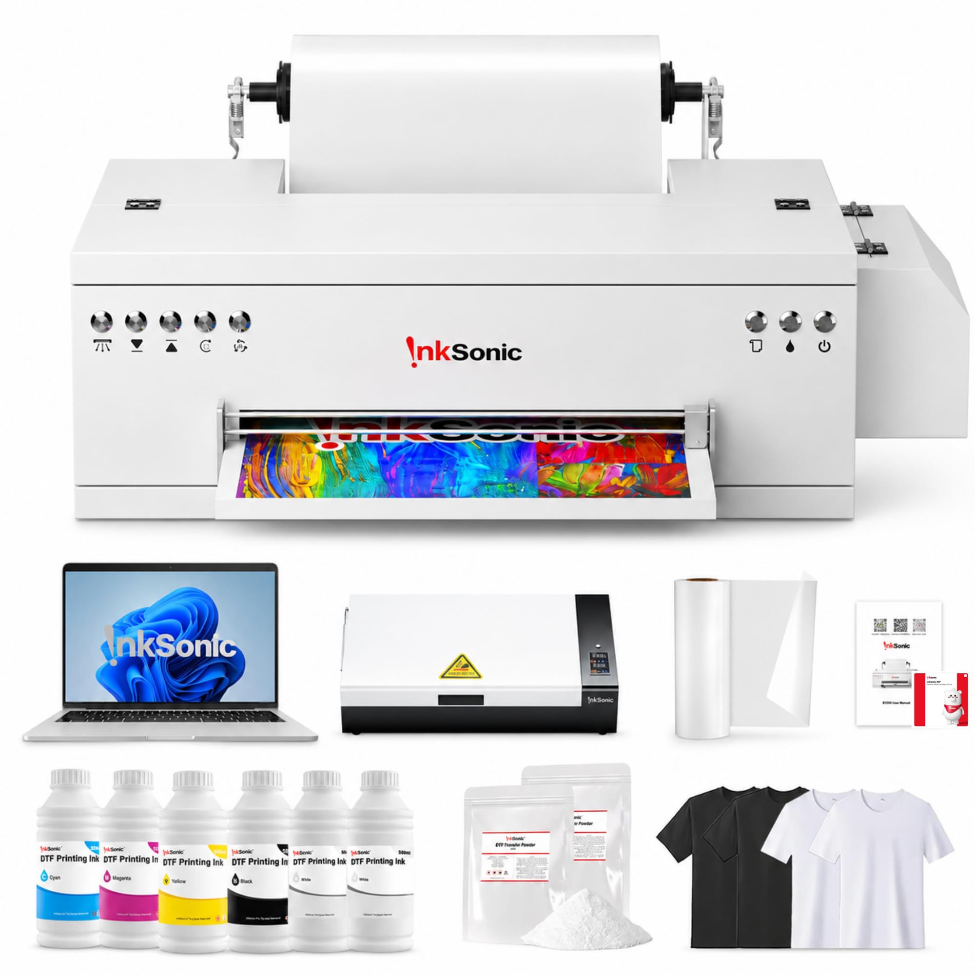 InkSonic 13" R1390 DTF Printer Starter Bundle with Oven &amp; Laptop