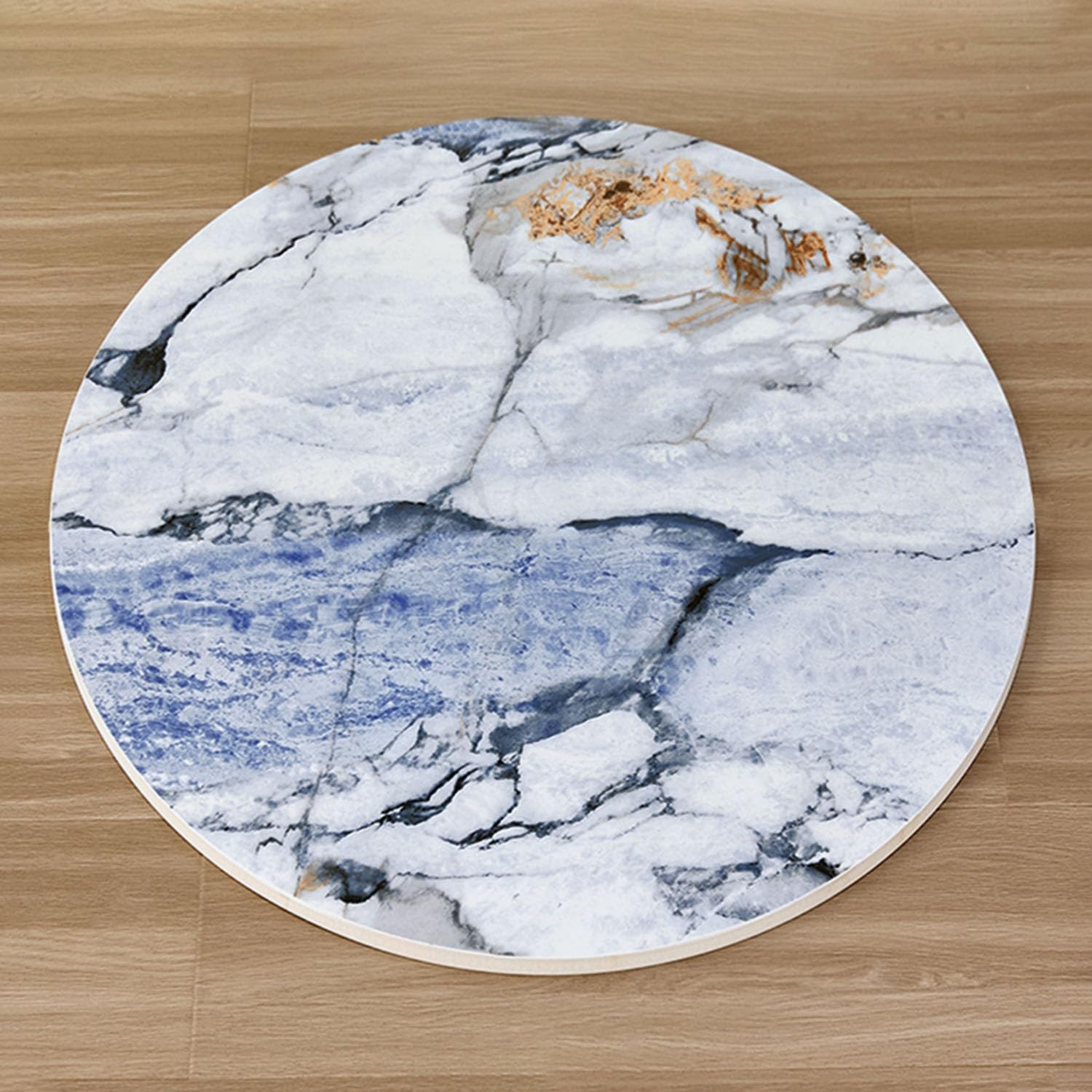 Plateau Tournant pour Table de Cuisine, Plateau Rotatif en Ardoise, Épaisseur 12 mm, Plateau Rond, Rotation Stable et Silencieuse, pour Restaurants, Hôtels et Maisons(Blue,60cm/24)