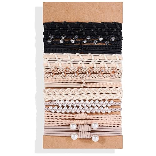 Pulsera de lazos para el cabello estilo bohemio para mujer, cabello grueso, Lolalet súper linda, suave trenzada, bandas elásticas para el cabello, 7