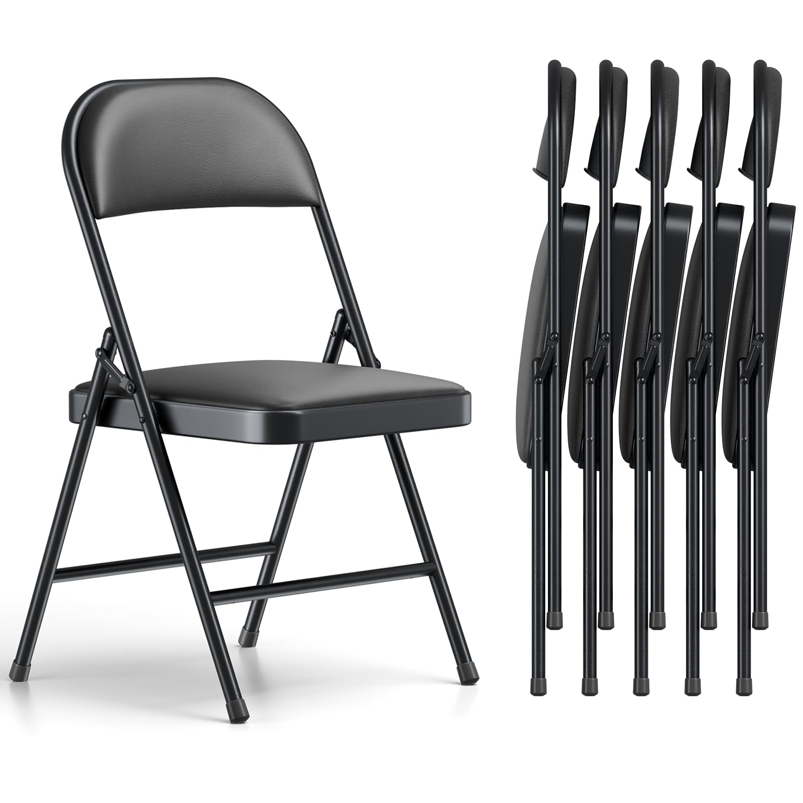 Folding Chairs 6 Pack PU Leather