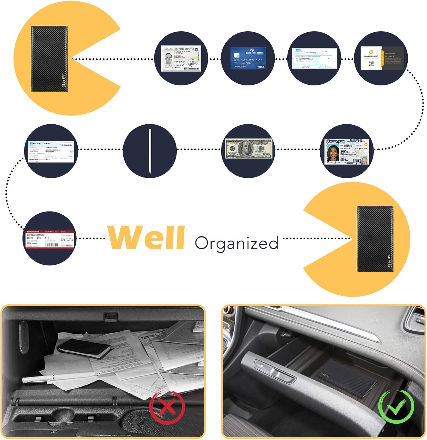 Buy Car Registration and Insurance Holder, AGPTEK RFID Blocking Car Document Organizer with Pen
