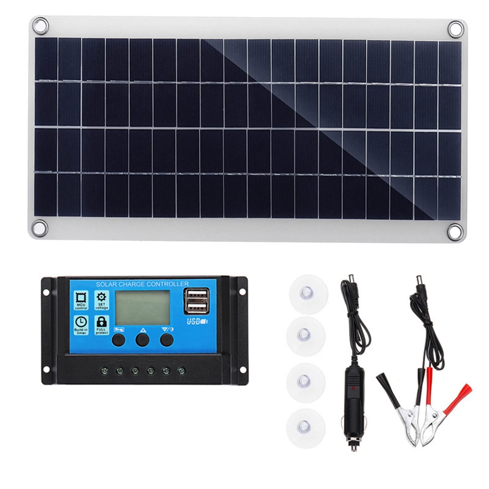 Panele słoneczne 300 W, przenośny panel słoneczny do kampera, kompletny zestaw z monokrystalicznym modułem fotowoltaicznego kontrolera 50 A do kamperów, samochodów dostawczych, kamperów, łodzi i