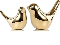 FANTESTICRYAN Golden Blessing Bird Statues - Modern Ceramic Gold Figurines for Living Room, Bedroom, Office Decor