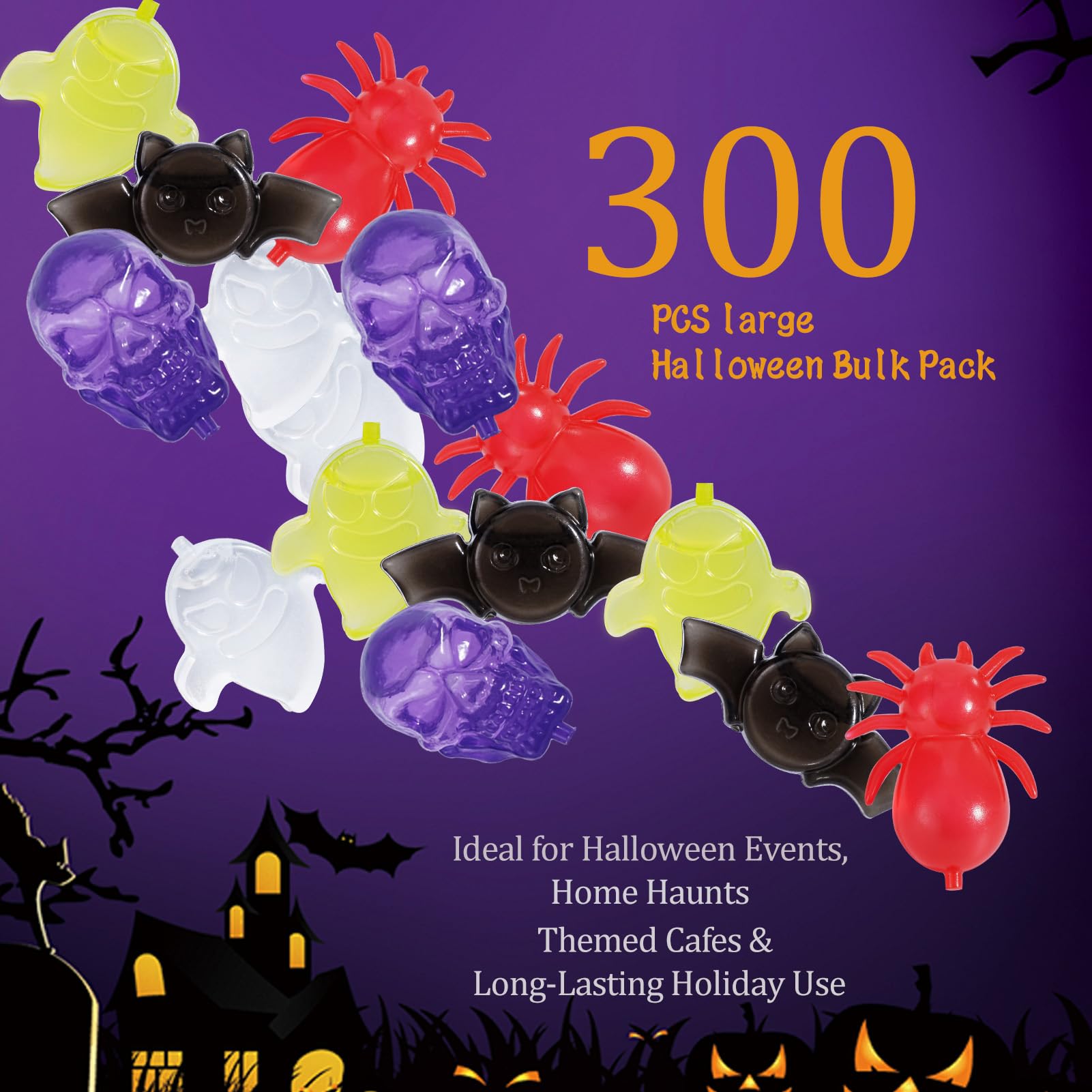 Halloween-Eiswürfel für Getränke, wiederverwendbar, 300 Stück, geformte Kunststoff-Eiswürfel für Dekoration, wiedergefrierbare Eiswürfel, nicht schmelzend, für Halloween-Party, Bar, Heimfeier