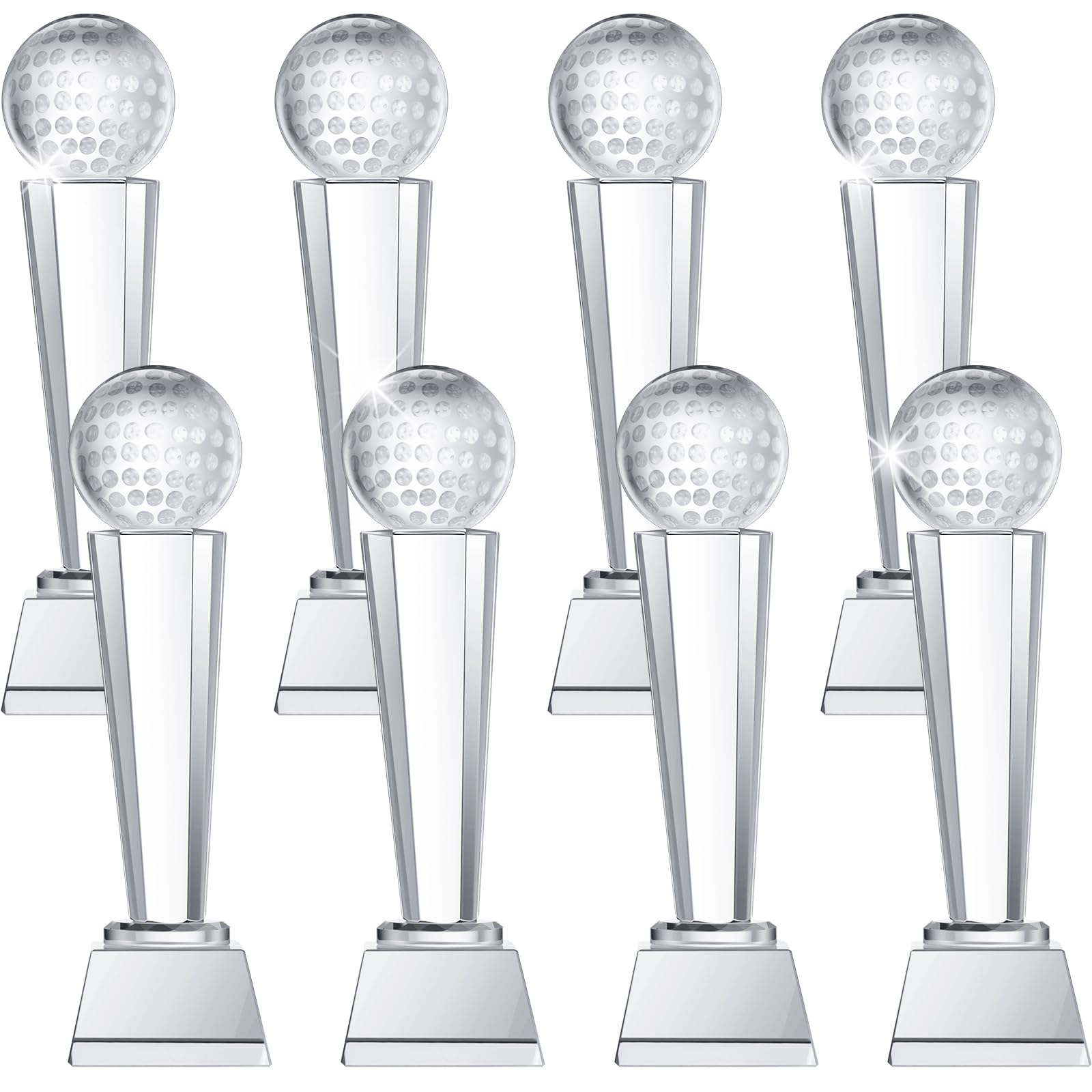 Meooeck Trofeo de golf de cristal de 8 piezas con caja de regalo de 9.1 x 2.8 pulgadas, premio de trofeo de golf, premio campeón para adultos y niños, mesa de escritorio, pisapapeles, decoración de