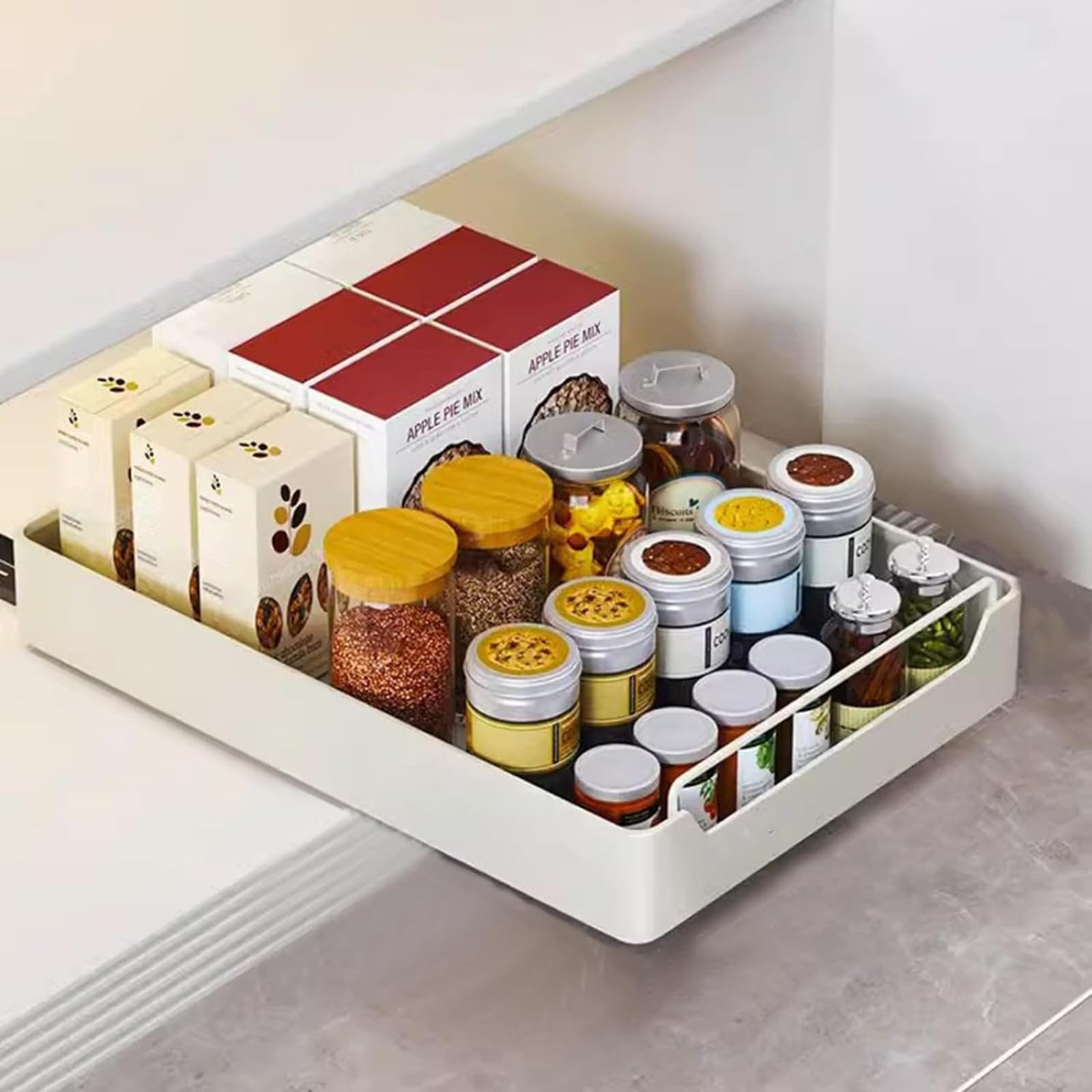 MLordoarf Cassetto Telescopico, Cassetto Estraibile Da Cucina, Organizer Con Maniglia, Cassetti Estraibili, Scaffali Per Mobili Da Cucina, Organizer