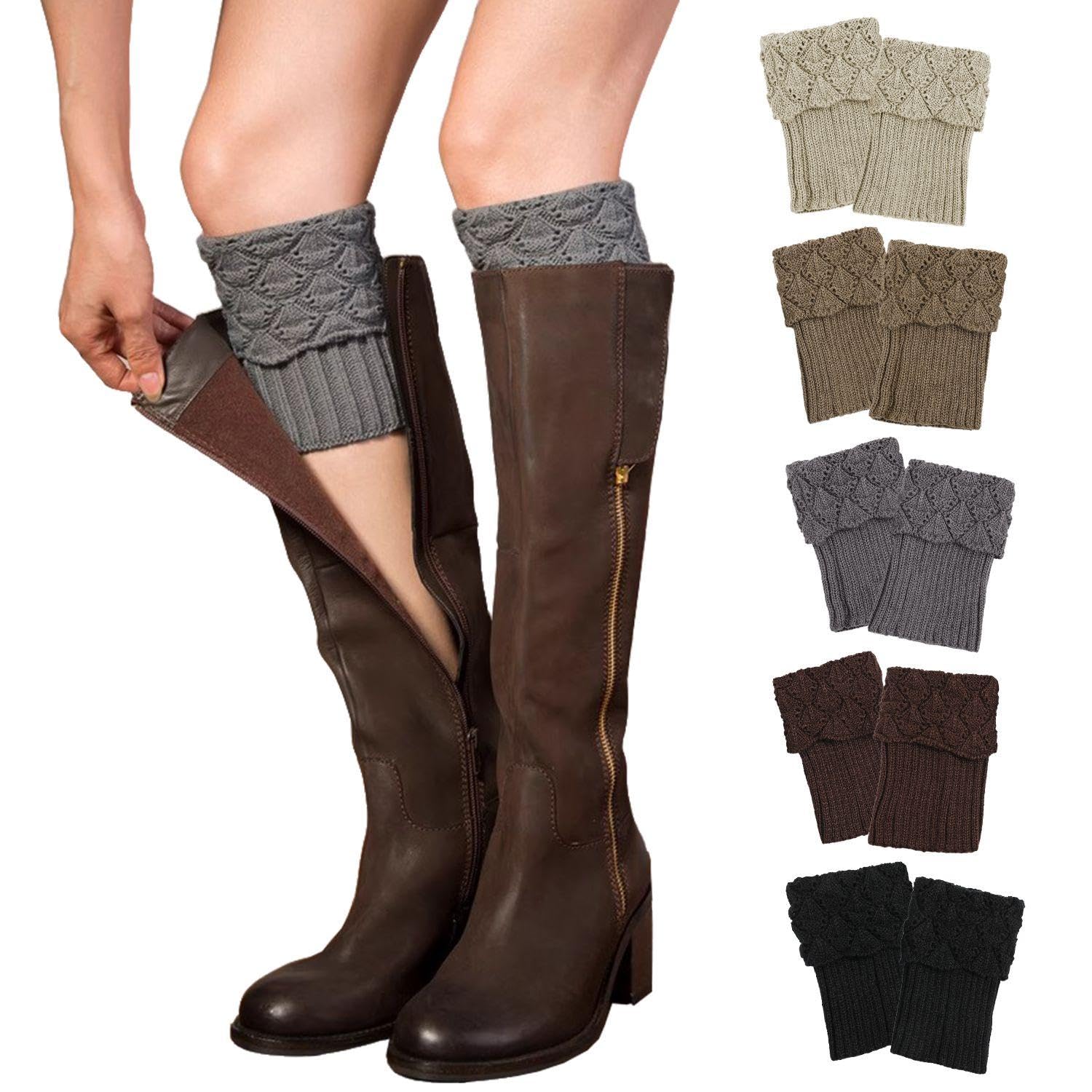 RNFKSU 5 Pairs Of Flip Socks, Soft Hollow Leg Socks, Plush Knitted Warm Cloths, Girls Wear Every Day When They Go Out.