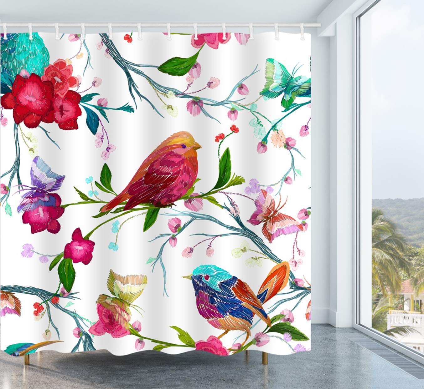 Shower Curtains With Birds Curtains & Drapes