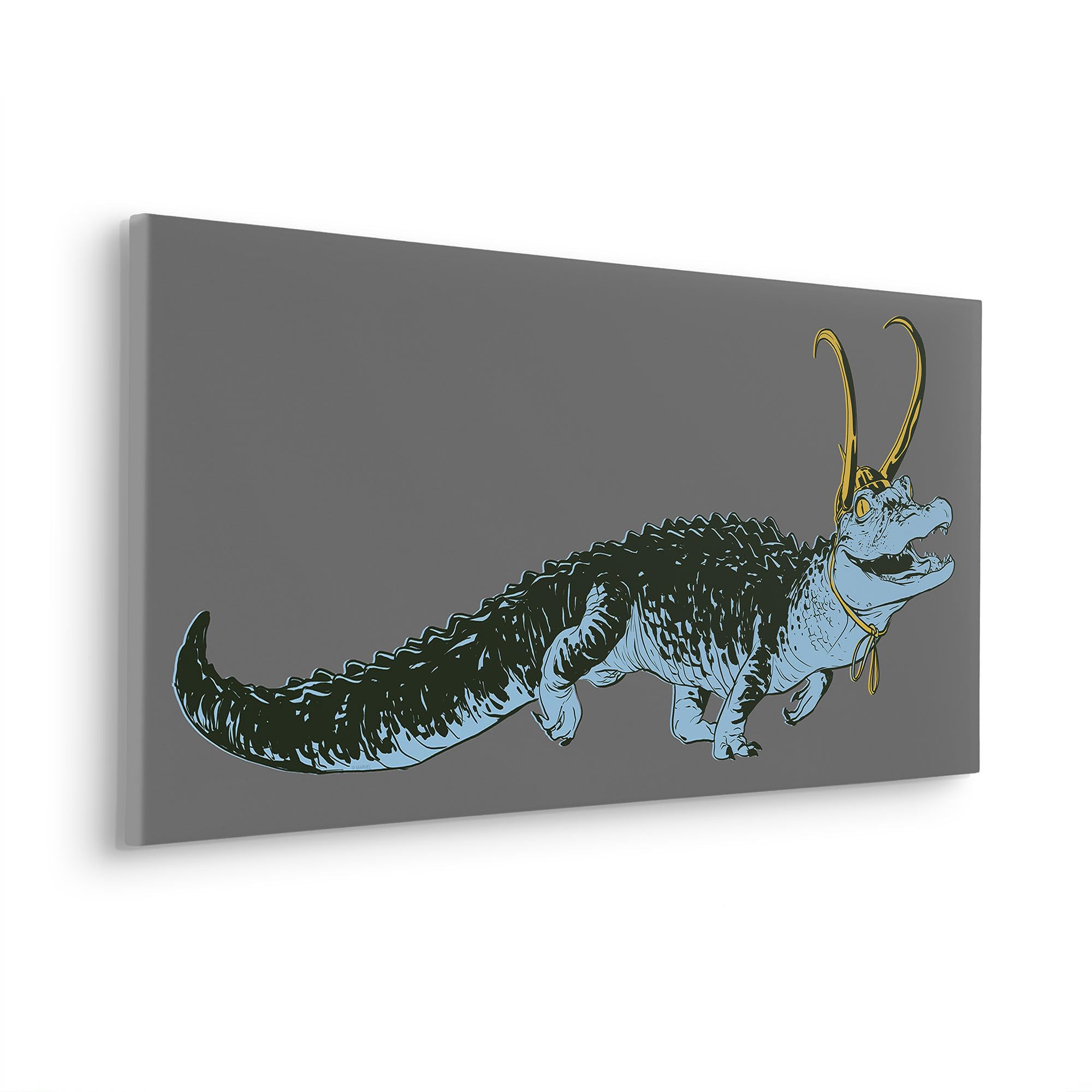 Komar Stretcher Frame in Real Wood Frame - Loki Alligator Variance - Size 90 x 40 cm - Canvas Picture Marvel Children's Room