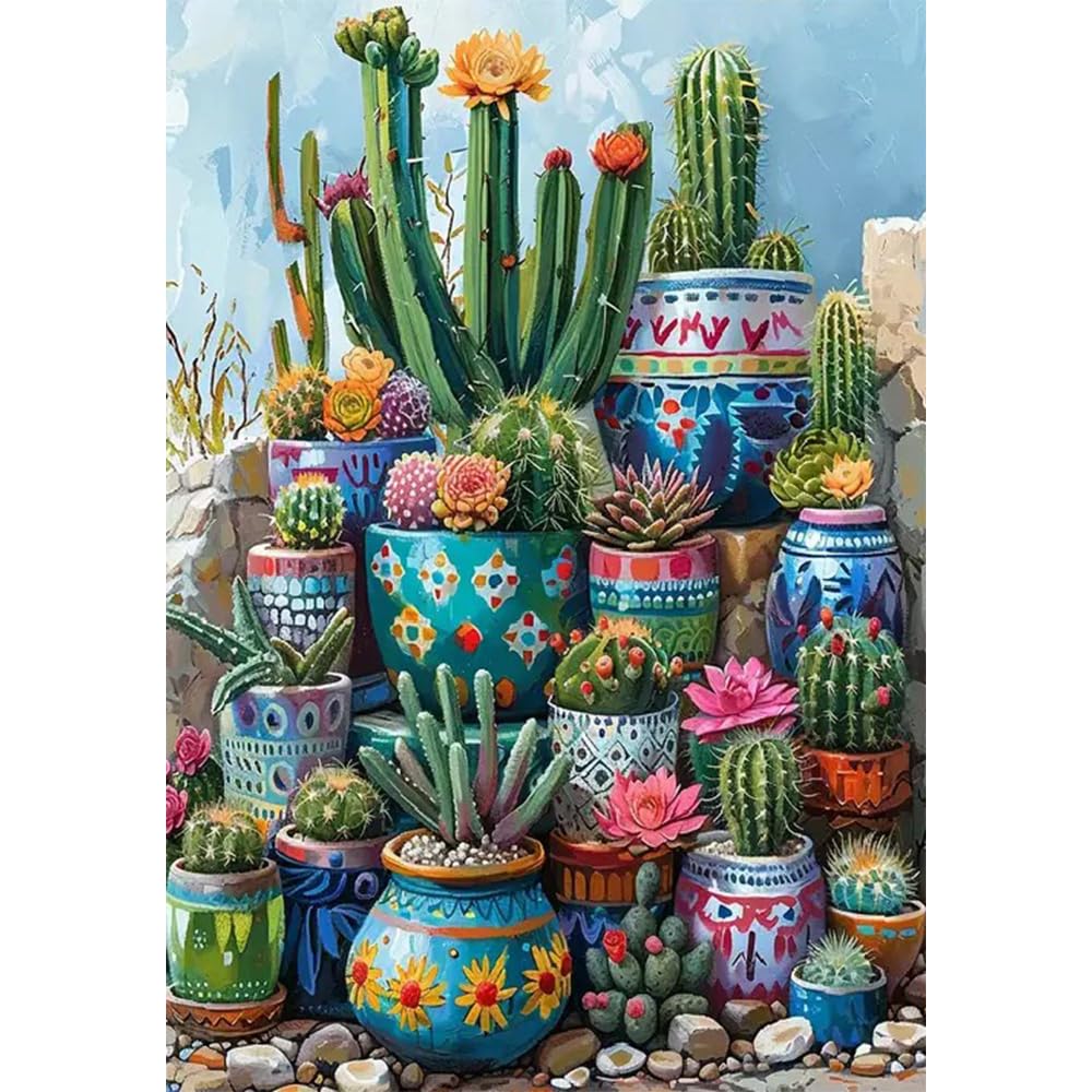 uuxsretaio Paint by Numbers Kit for Adult, Adults' Paint-by-Number Kits, Cactus Acrylic Simple Painting by Numbers Kits on Canvas, Digital Oil Number Painting Kits for Home Wall Decor 16x20 Inch