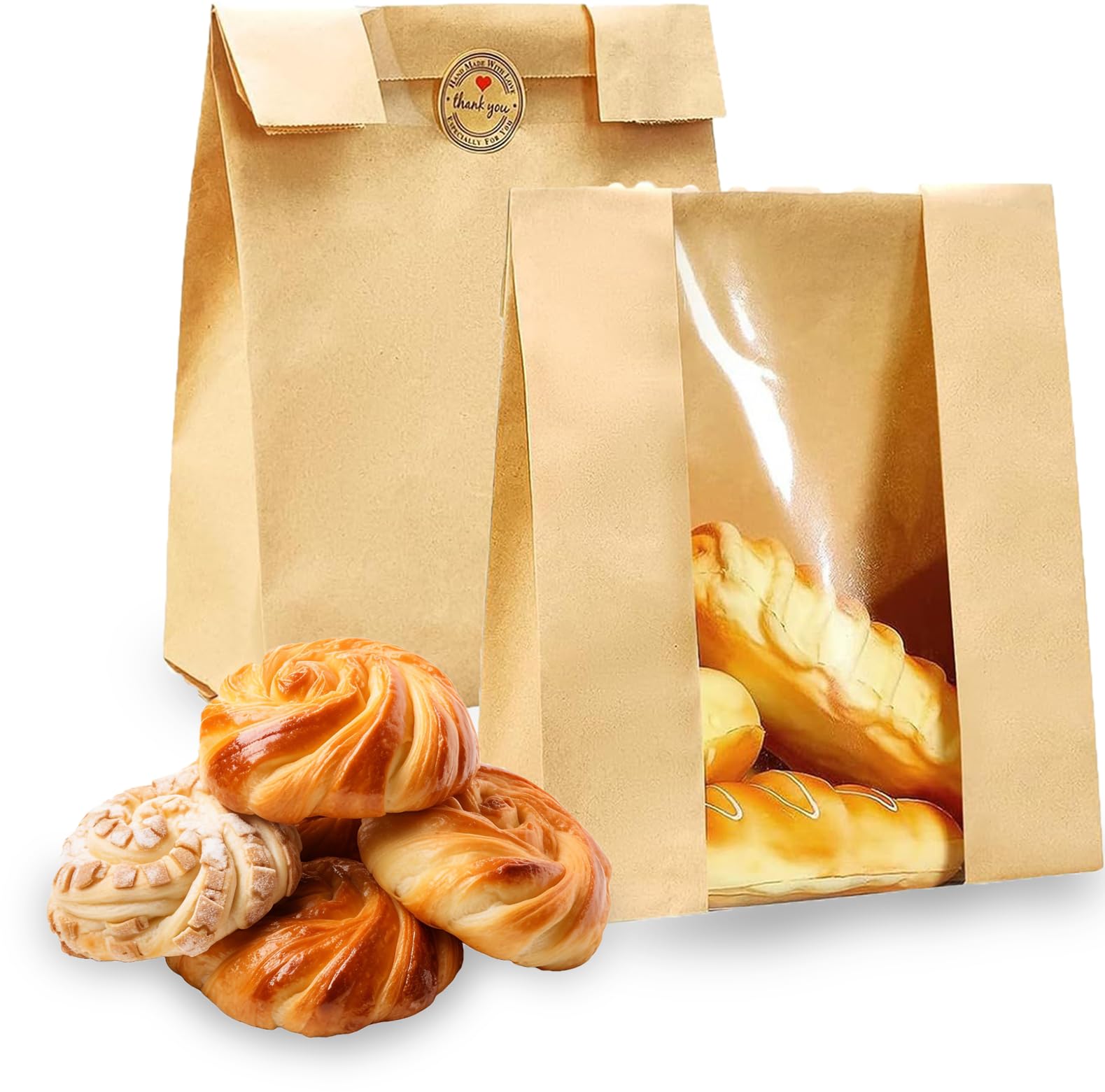 UDIYO 50 Stück Brotbeutel, Brottasche, 21x29cm Brotbeutel Aufbewahrung Frischhalten, Plastik Bäckerleinen Brotsack, BPA-frei Brottüten,