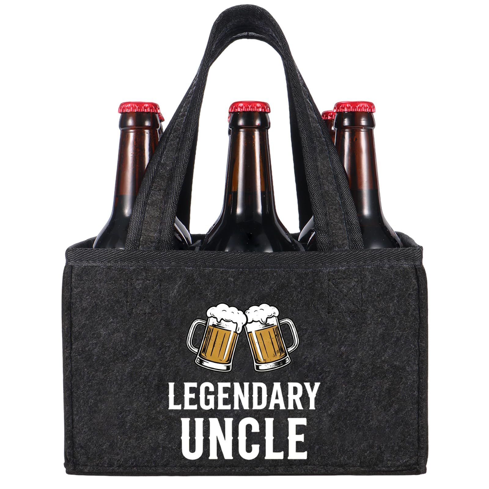 LEGENDARY UNCLE Beer Gifts for Men - Reusable 6 Bottle Beer Carrier Bag