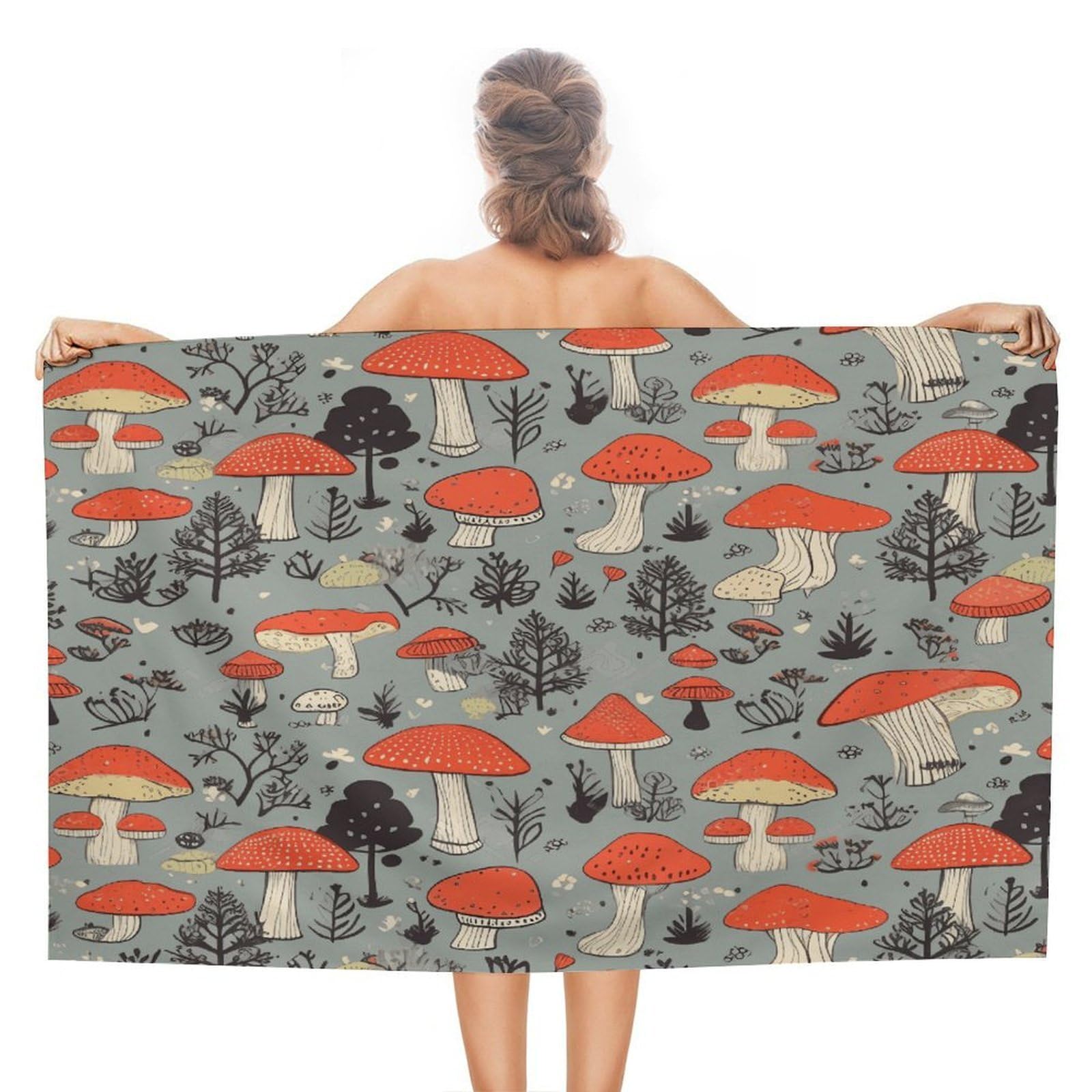 FekiLoot Mushroom2 Beach Towel Absorbent & Quick Dry Pool Towels 31 X 51 Inches Extra Large Sandfree Beach Blanket Towels Soft Lightweight Travel Towel for Swim Yoga Camping