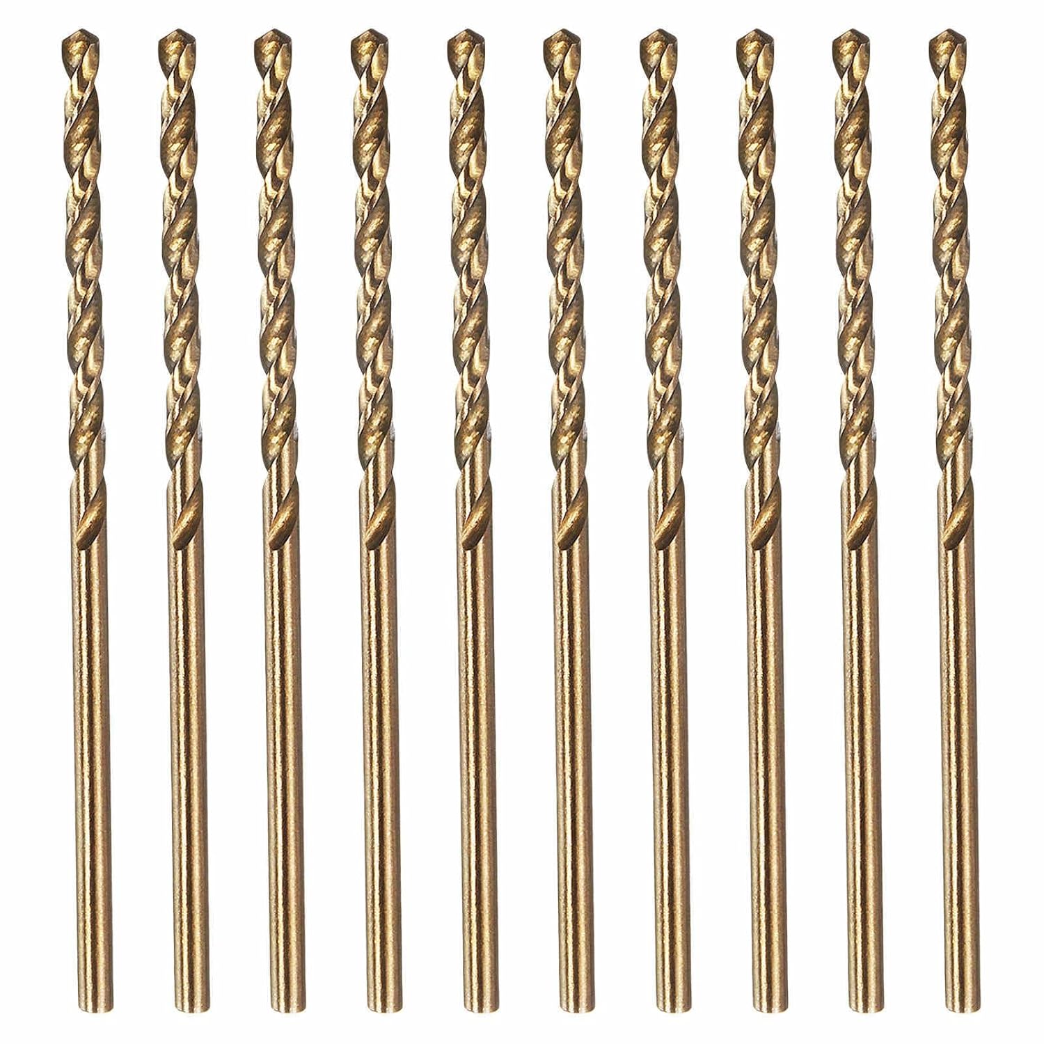 10pcs Micro Drill Bit - [#46 Diameter] 2.057mm 4341 HSS Cutting Tool for Machining Soft Metal Woodworking Handicraft Use, 118° Cutting Angle Gold